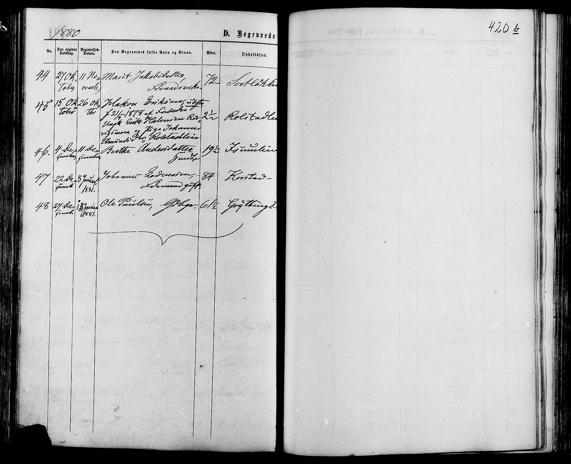 Sør-Fron prestekontor, SAH/PREST-010/H/Ha/Haa/L0002: Parish register (official) no. 2, 1864-1880, p. 421