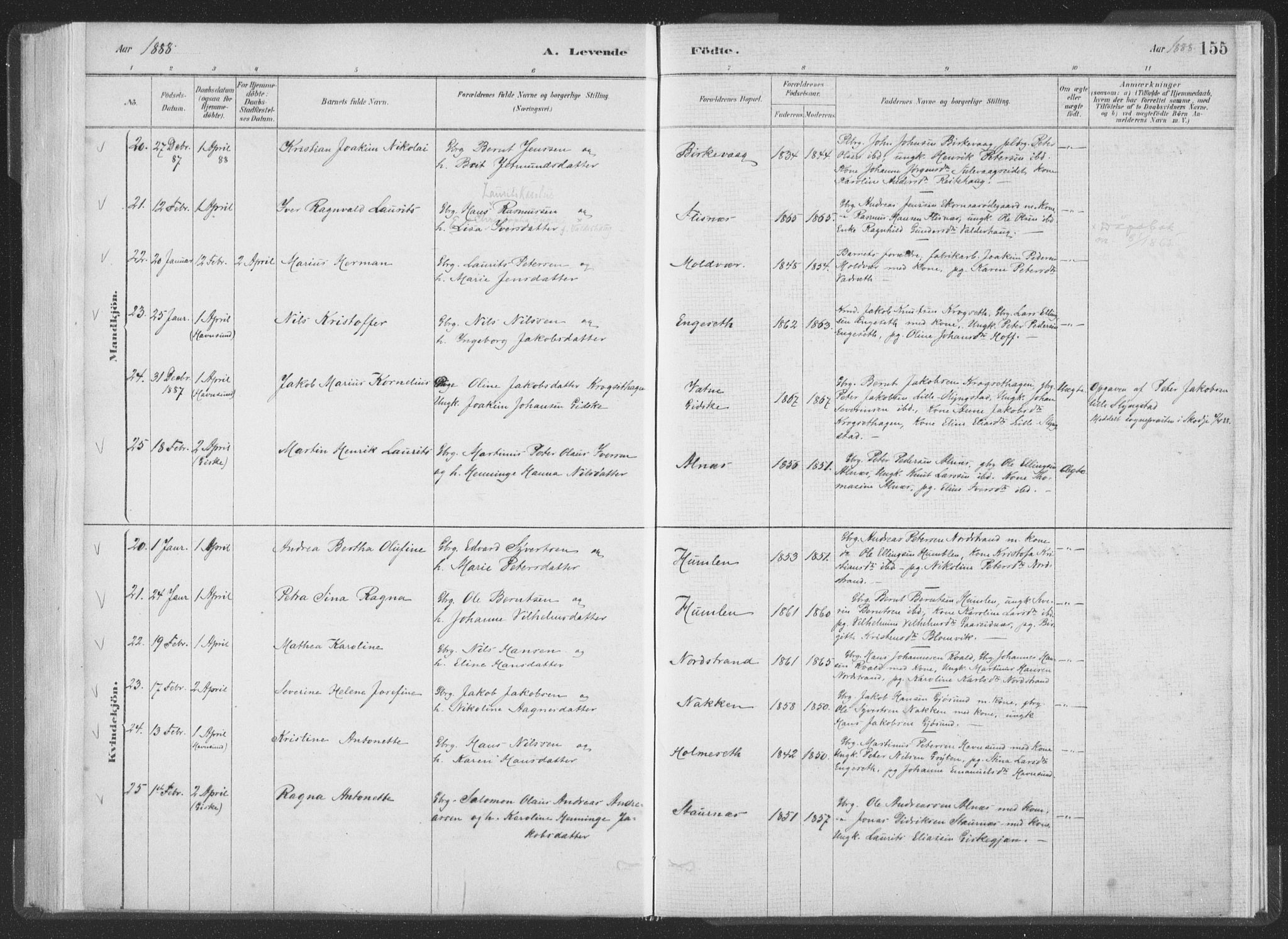 Ministerialprotokoller, klokkerbøker og fødselsregistre - Møre og Romsdal, AV/SAT-A-1454/528/L0401: Parish register (official) no. 528A12I, 1880-1920, p. 155