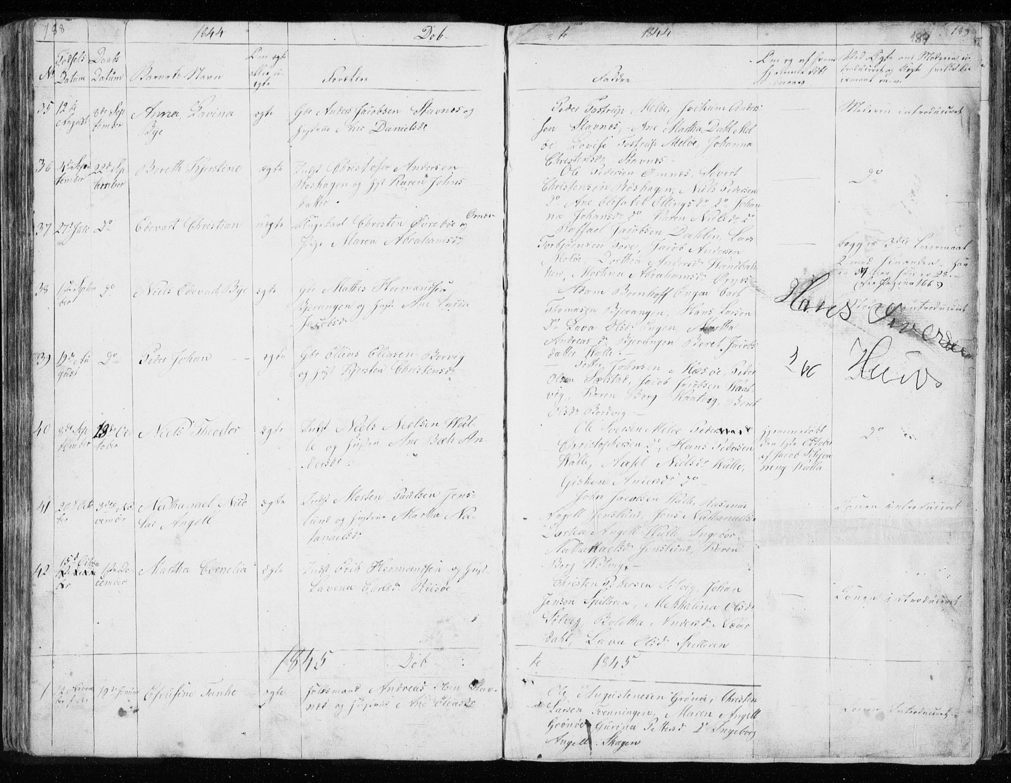 Ministerialprotokoller, klokkerbøker og fødselsregistre - Nordland, SAT/A-1459/843/L0632: Parish register (copy) no. 843C01, 1833-1853, p. 188-189
