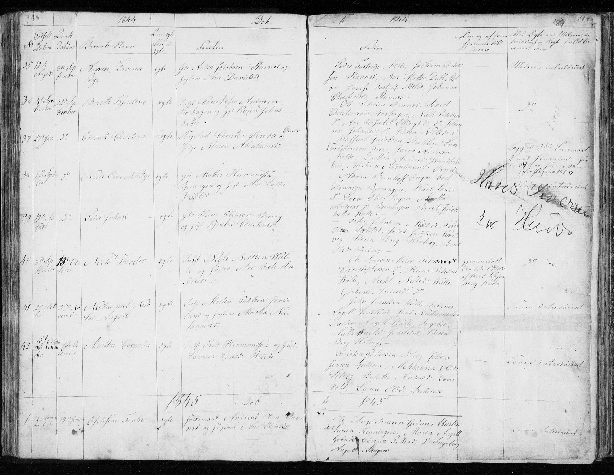 Ministerialprotokoller, klokkerbøker og fødselsregistre - Nordland, AV/SAT-A-1459/843/L0632: Parish register (copy) no. 843C01, 1833-1853, p. 188-189