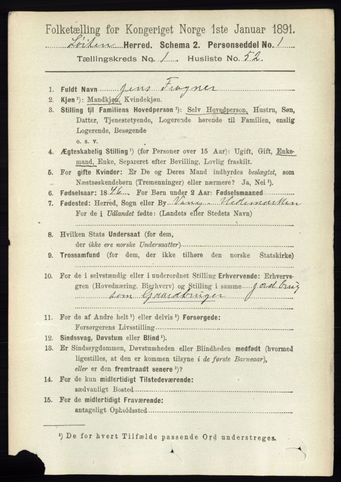 RA, 1891 census for 0415 Løten, 1891, p. 509