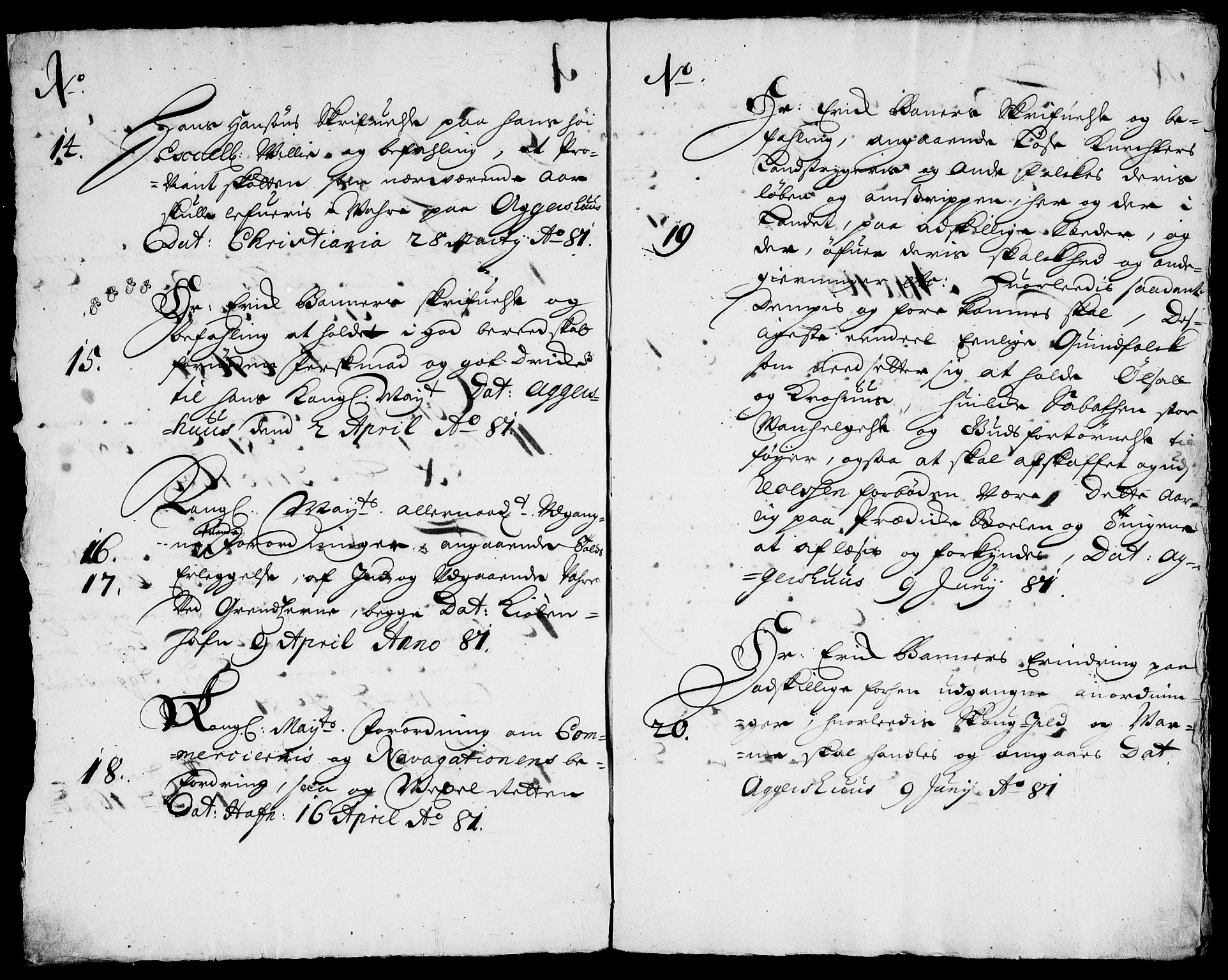 Danske Kanselli, Skapsaker, AV/RA-EA-4061/F/L0090: Skap 15, pakke 260, 1679-1698, p. 7
