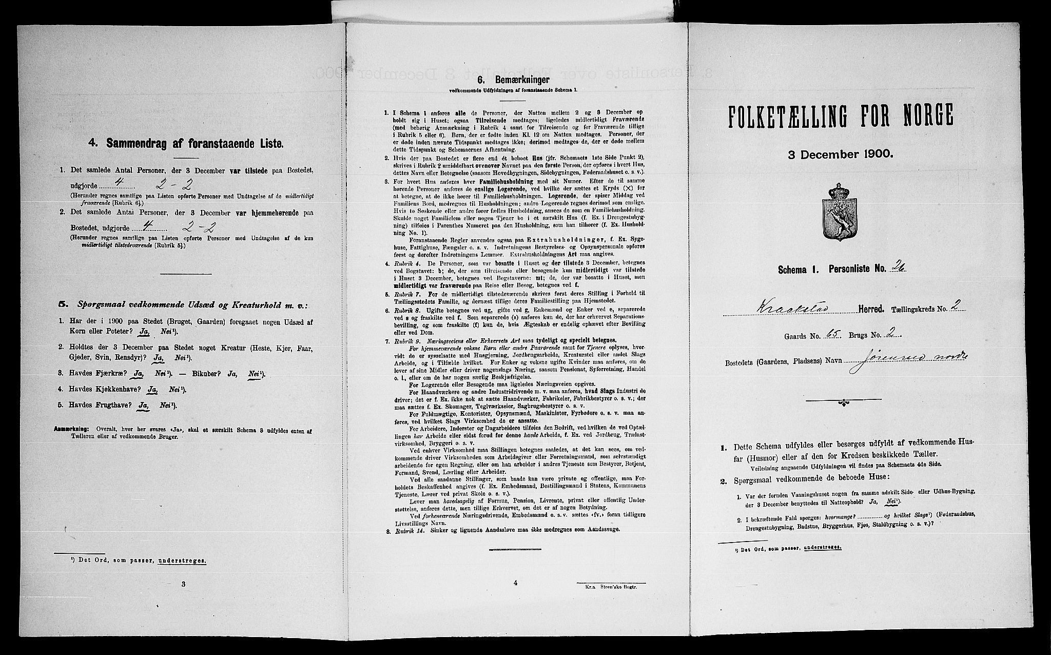 SAO, 1900 census for Kråkstad, 1900