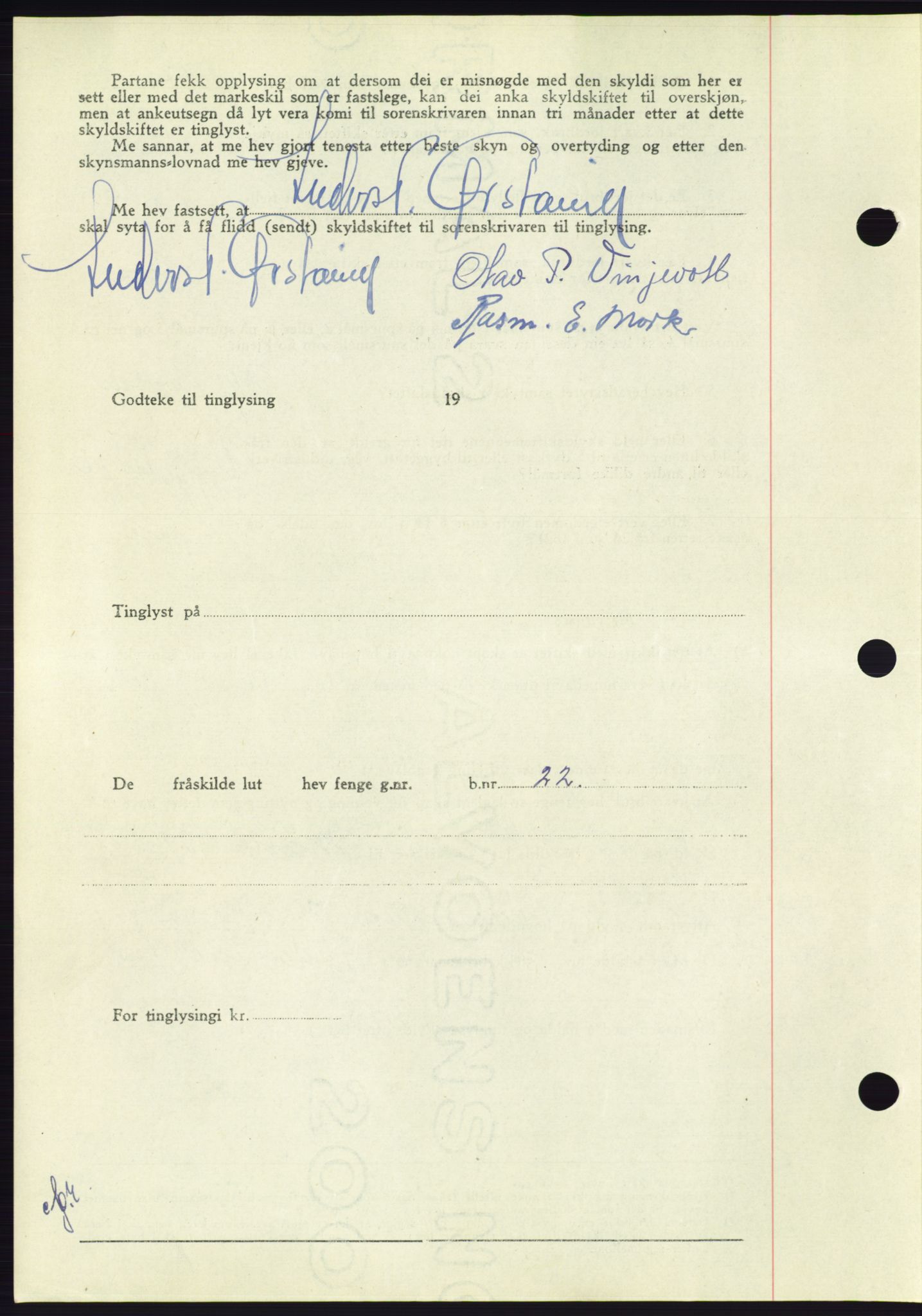 Søre Sunnmøre sorenskriveri, AV/SAT-A-4122/1/2/2C/L0099: Mortgage book no. 25A, 1954-1954, Diary no: : 3081/1954