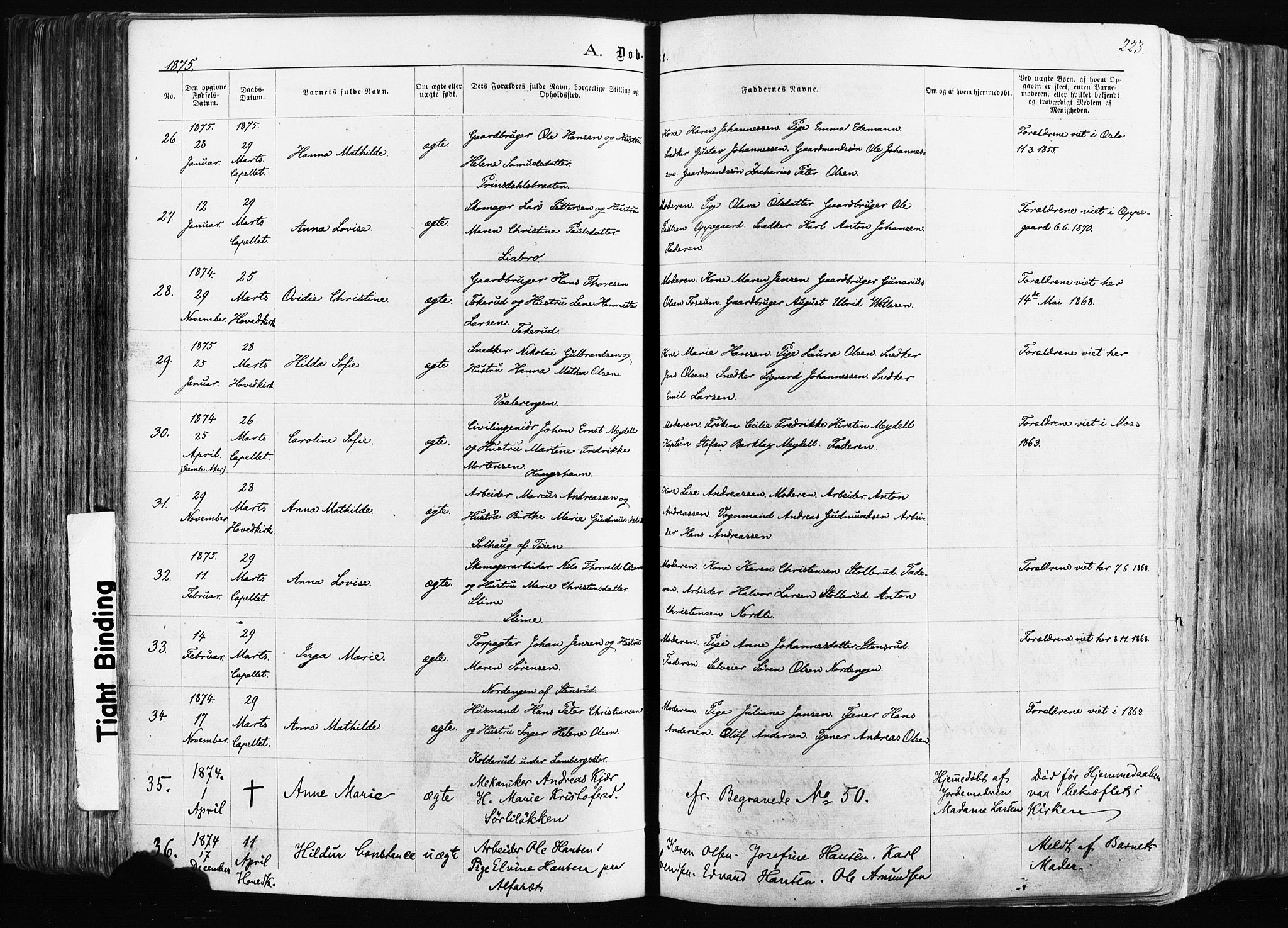 Østre Aker prestekontor Kirkebøker, AV/SAO-A-10840/F/Fa/L0003: Parish register (official) no. I 3, 1869-1875, p. 223