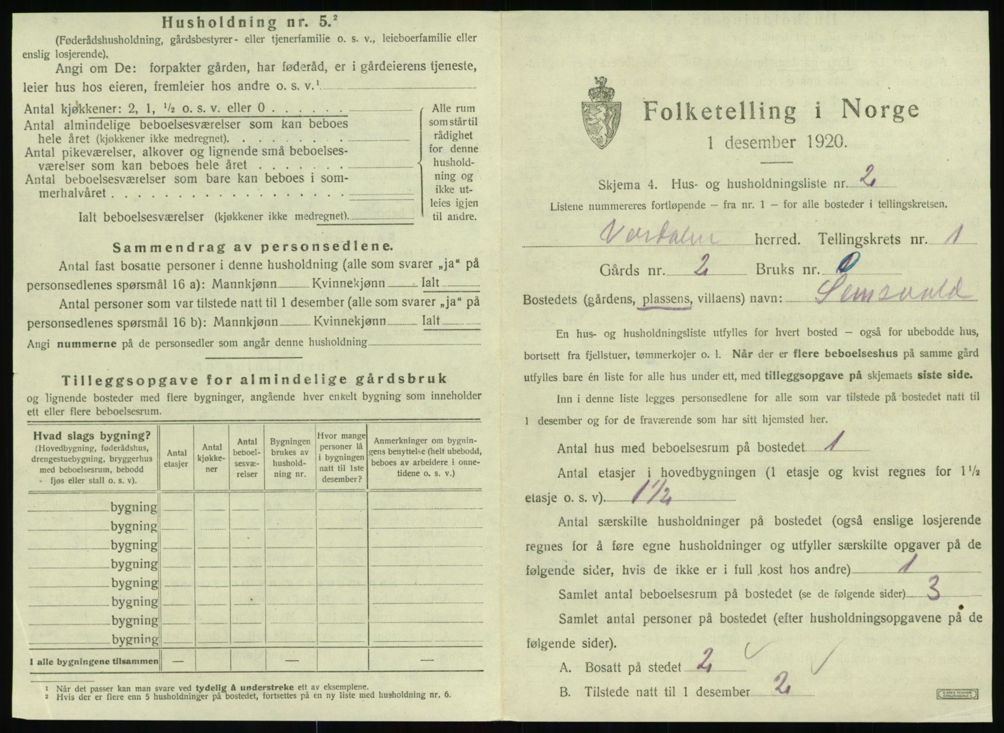 SAT, 1920 census for Verdal, 1920, p. 75