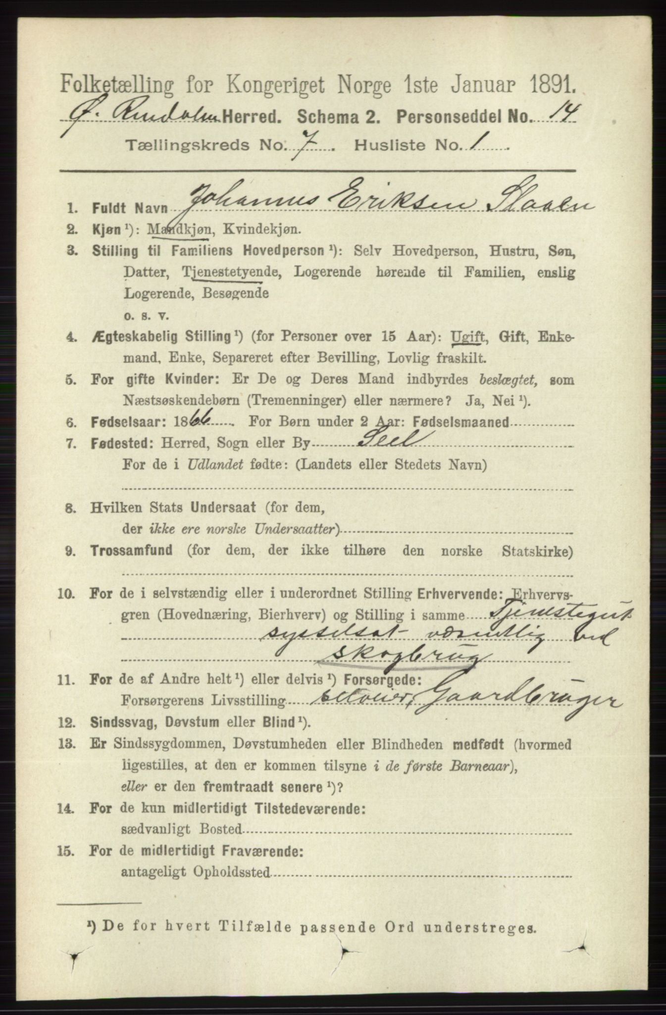 RA, 1891 census for 0433 Øvre Rendal, 1891, p. 1742