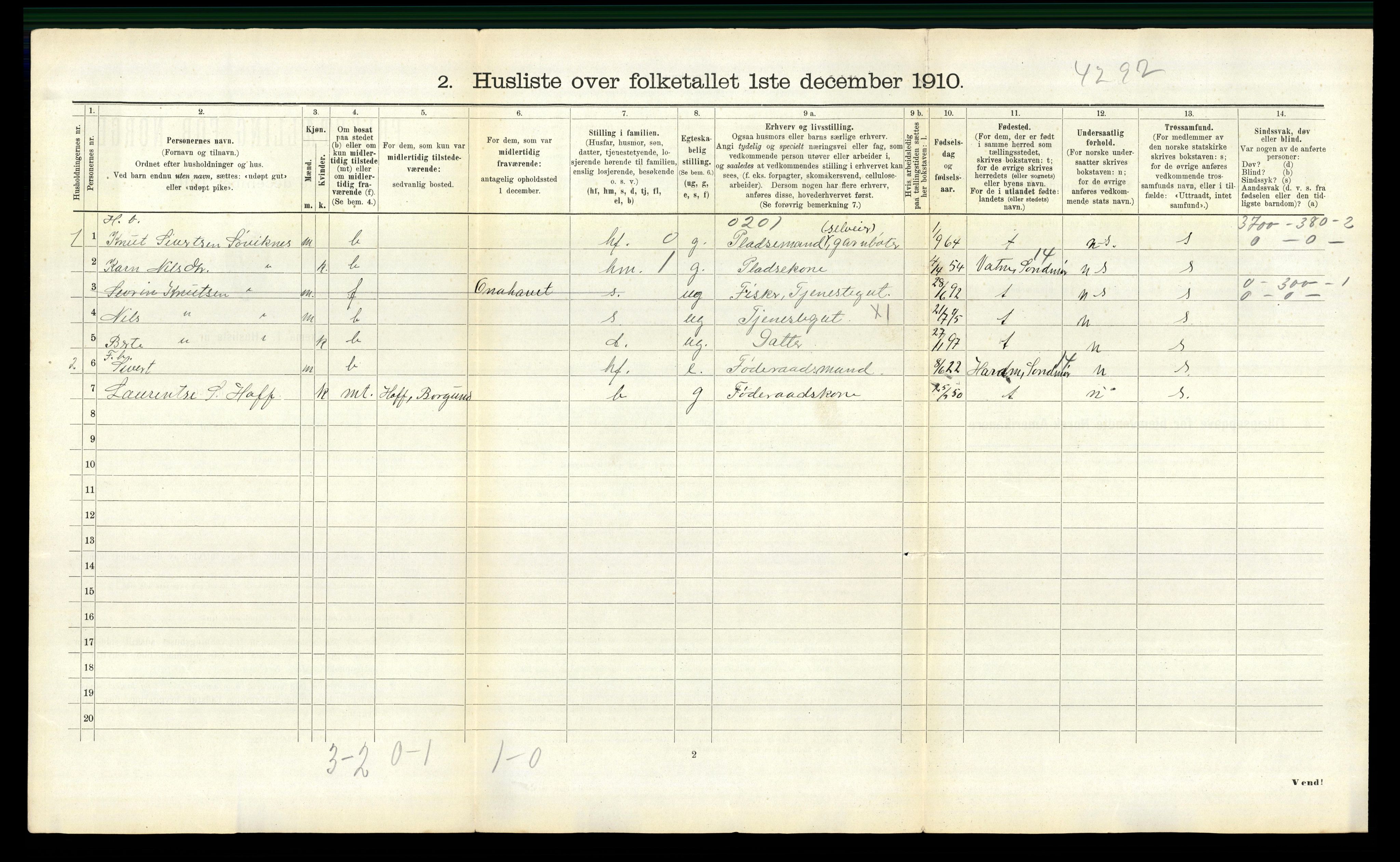 RA, 1910 census for Borgund, 1910, p. 1906