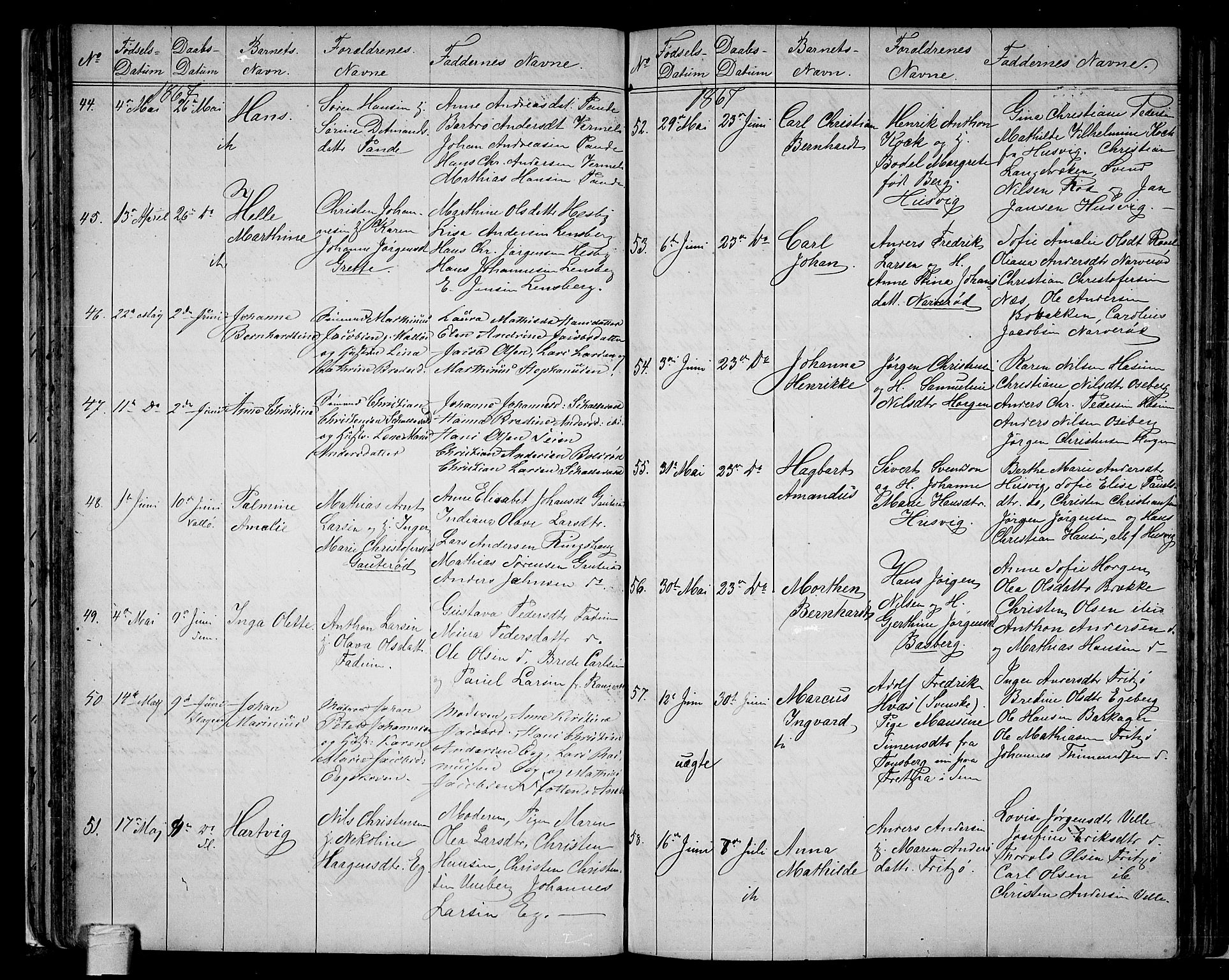 Sem kirkebøker, AV/SAKO-A-5/G/Ga/L0004: Parish register (copy) no. I 4, 1855-1877