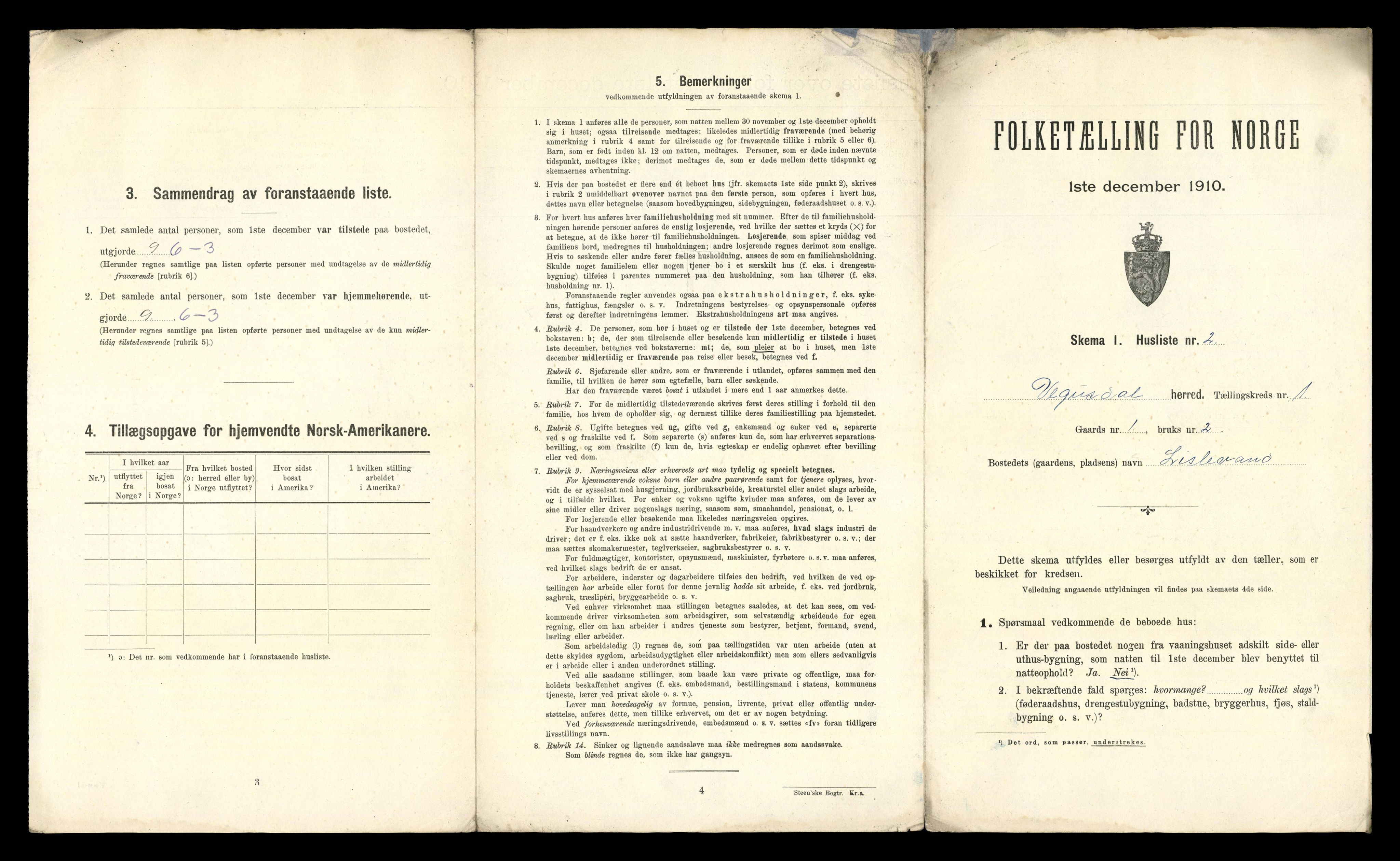 RA, 1910 census for Vegusdal, 1910, p. 25