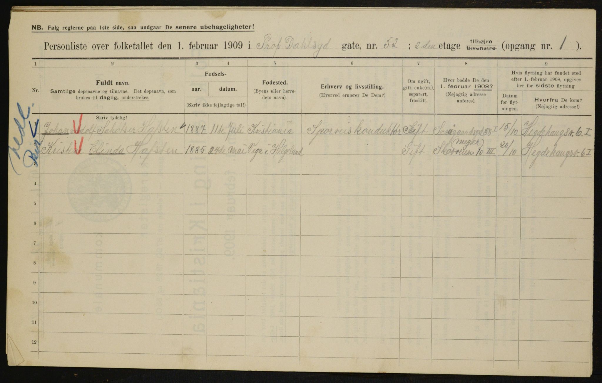 OBA, Municipal Census 1909 for Kristiania, 1909, p. 74111