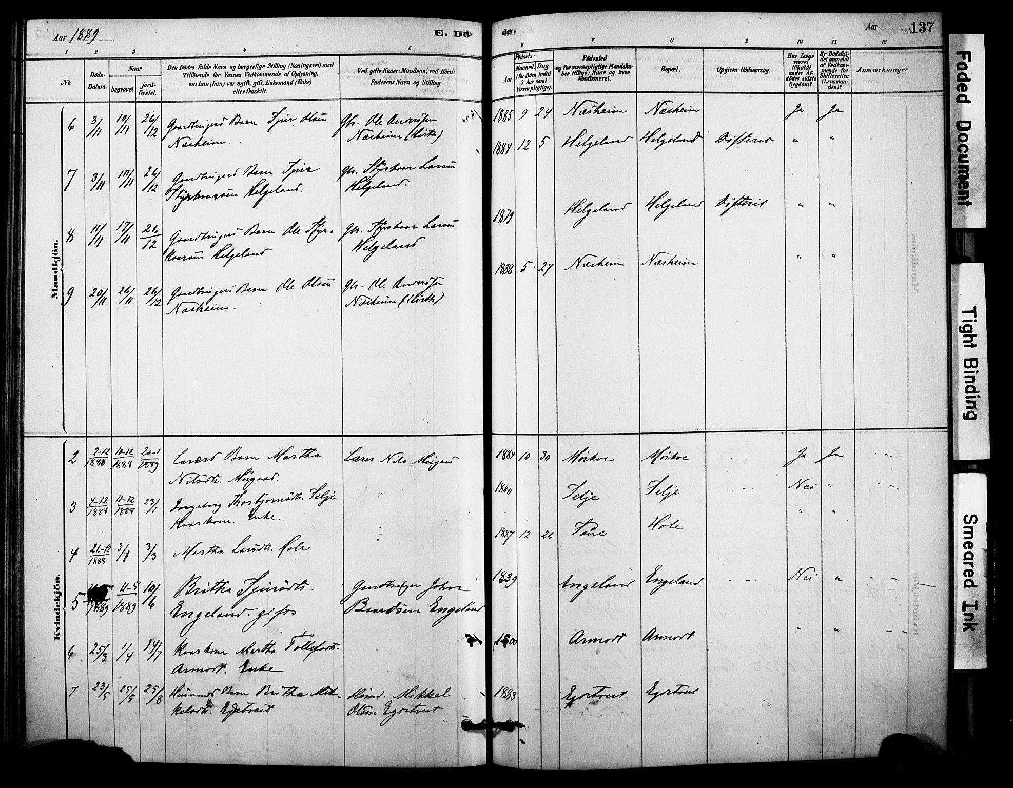 Vossestrand Sokneprestembete, AV/SAB-A-79101/H/Haa: Parish register (official) no. C 1, 1878-1903, p. 137