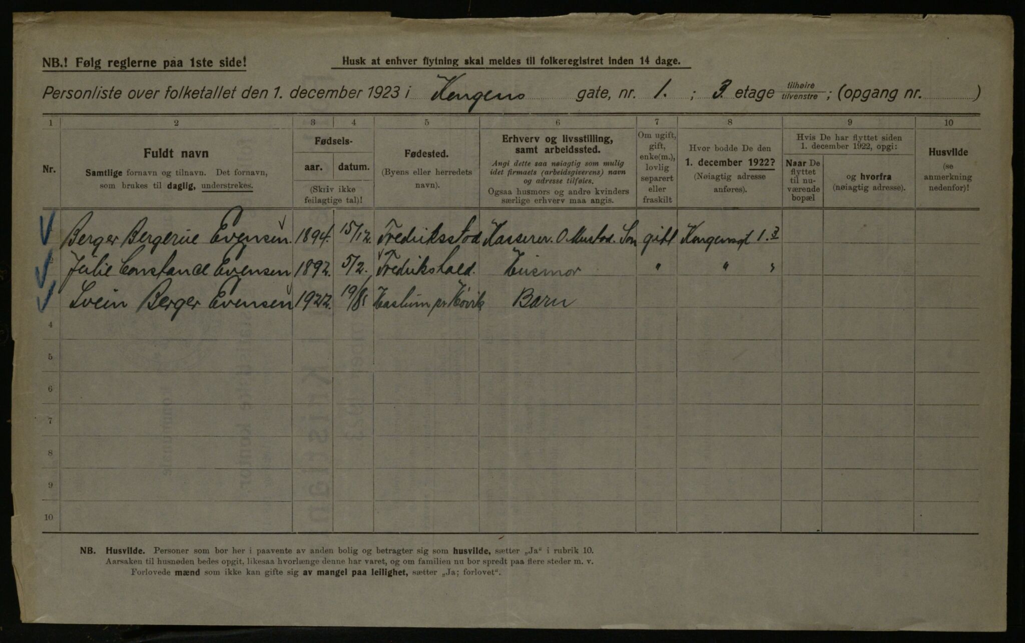 OBA, Municipal Census 1923 for Kristiania, 1923, p. 58805