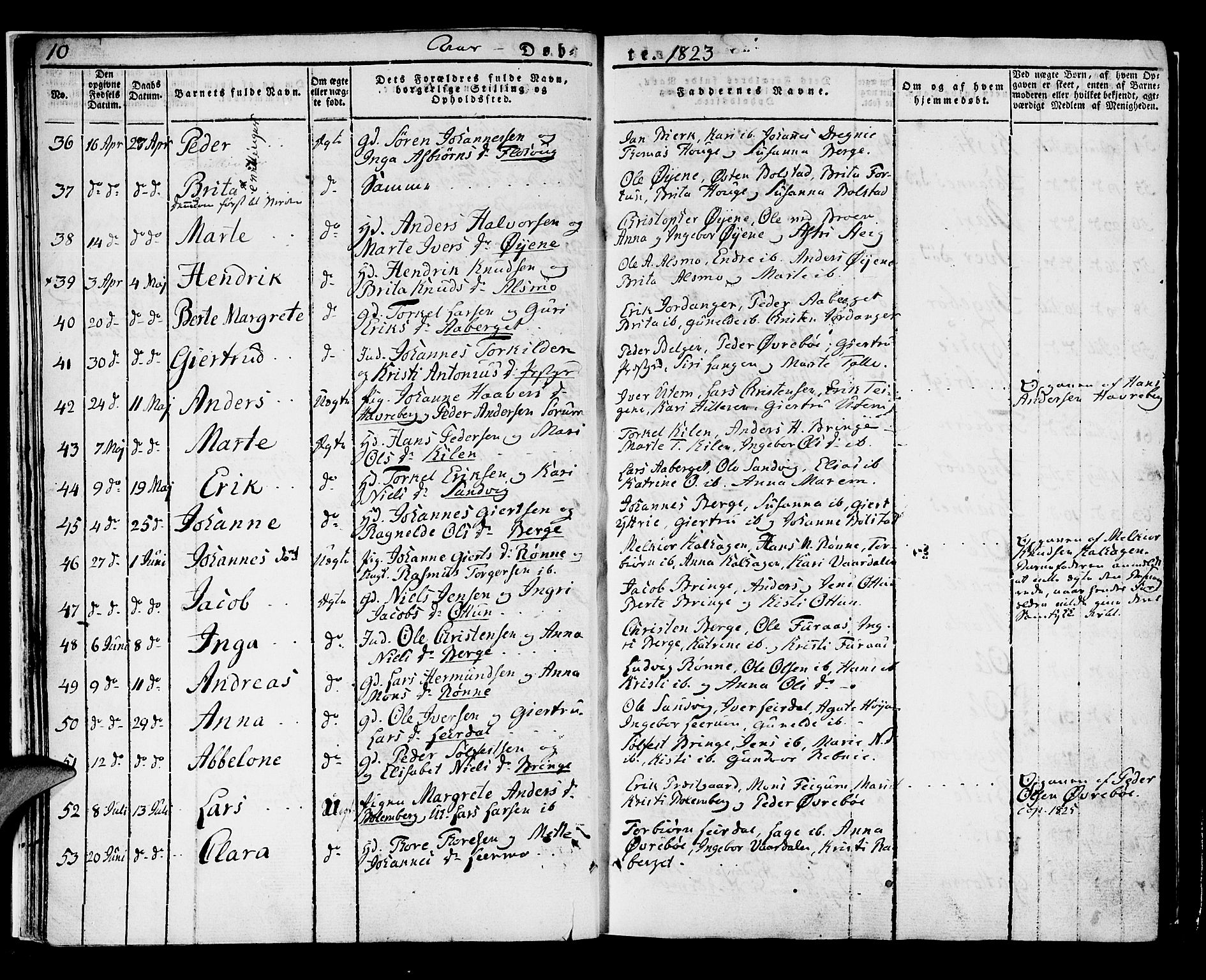 Luster sokneprestembete, SAB/A-81101/H/Haa/Haaa/L0004: Parish register (official) no. A 4, 1821-1832, p. 10