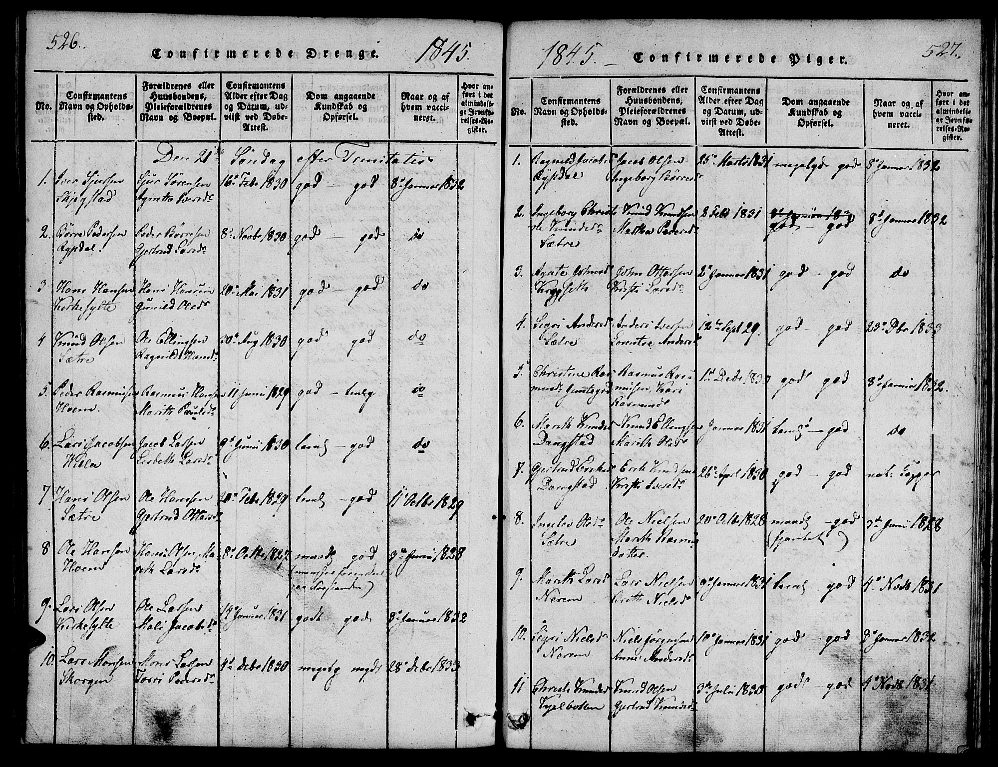 Ministerialprotokoller, klokkerbøker og fødselsregistre - Møre og Romsdal, SAT/A-1454/541/L0544: Parish register (official) no. 541A01, 1818-1847, p. 526-527
