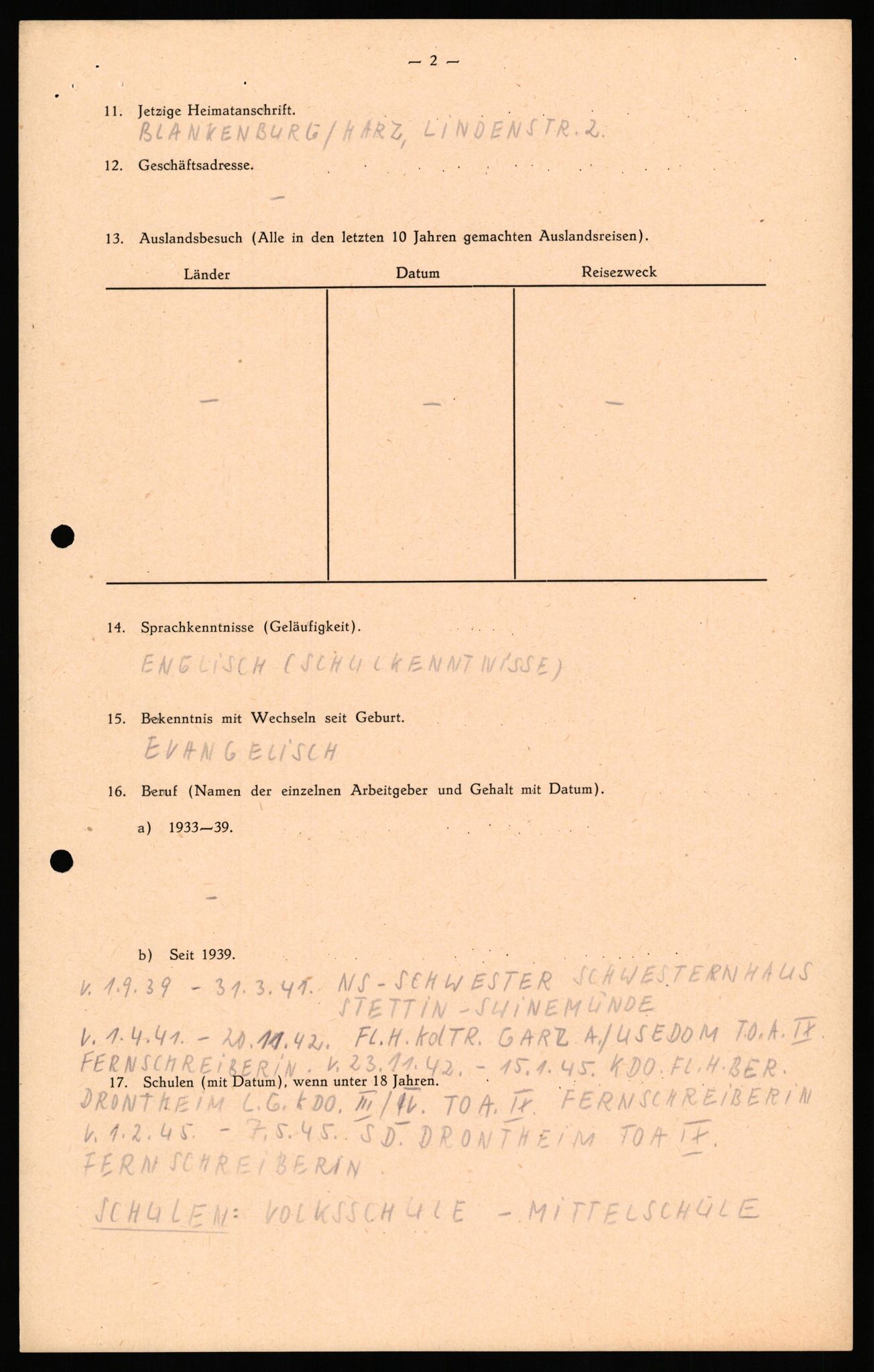 Forsvaret, Forsvarets overkommando II, AV/RA-RAFA-3915/D/Db/L0033: CI Questionaires. Tyske okkupasjonsstyrker i Norge. Tyskere., 1945-1946, p. 433