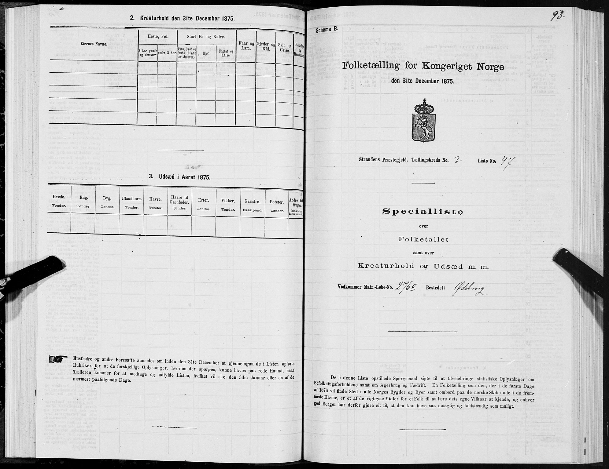 SAT, 1875 census for 1525P Stranda, 1875, p. 2093