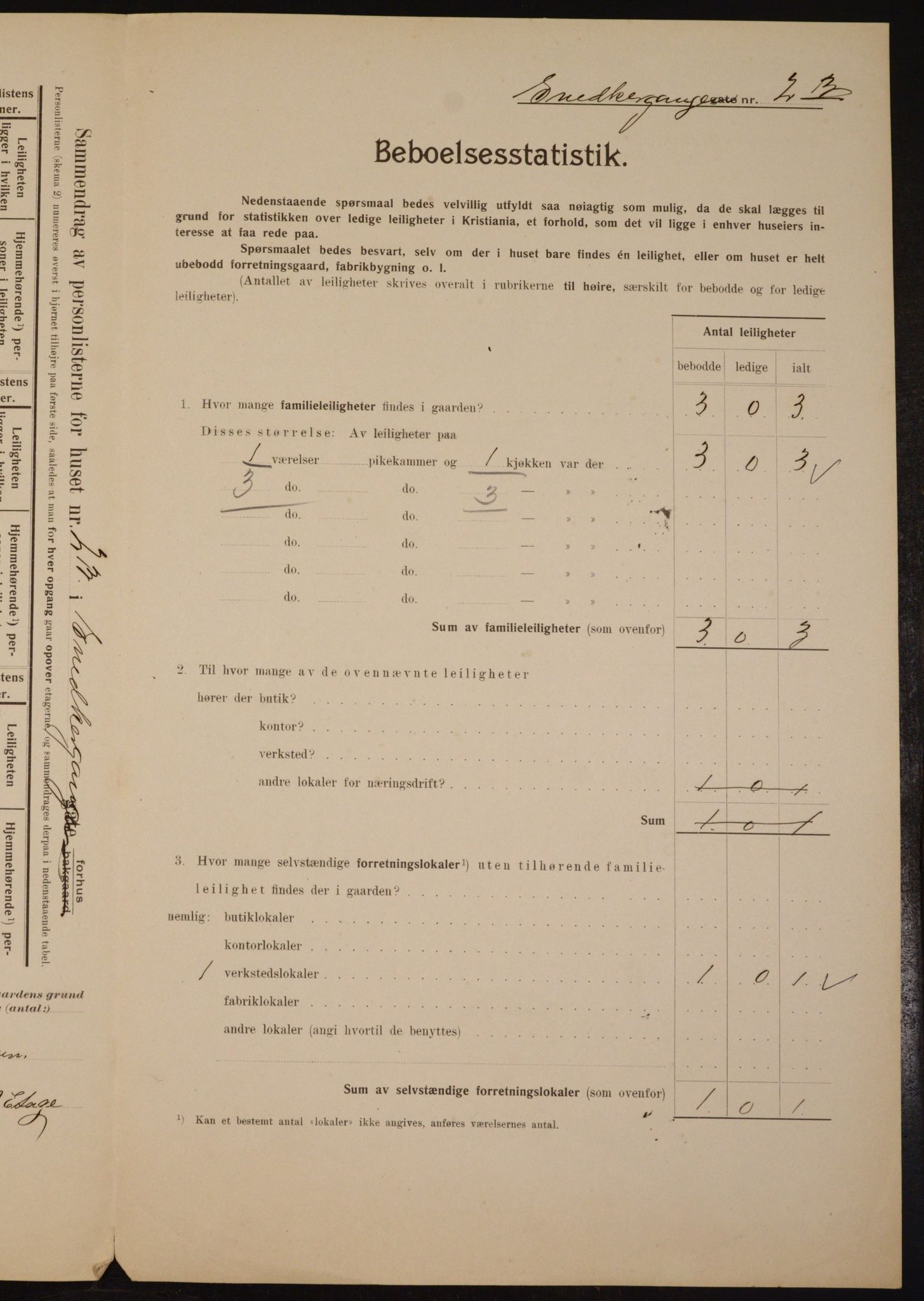 OBA, Municipal Census 1910 for Kristiania, 1910, p. 93376