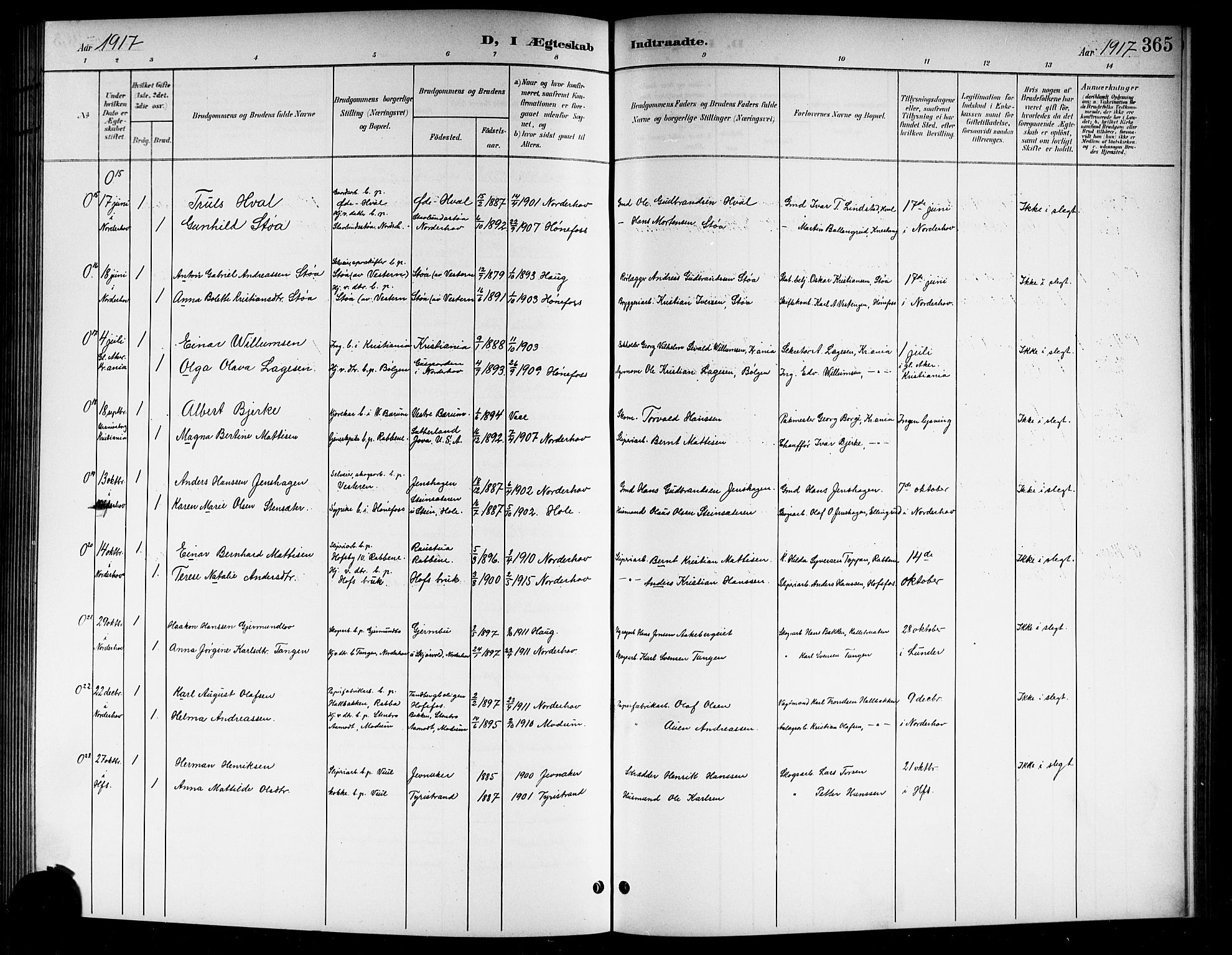 Norderhov kirkebøker, AV/SAKO-A-237/G/Gb/L0002: Parish register (copy) no. II 2, 1891-1921, p. 365