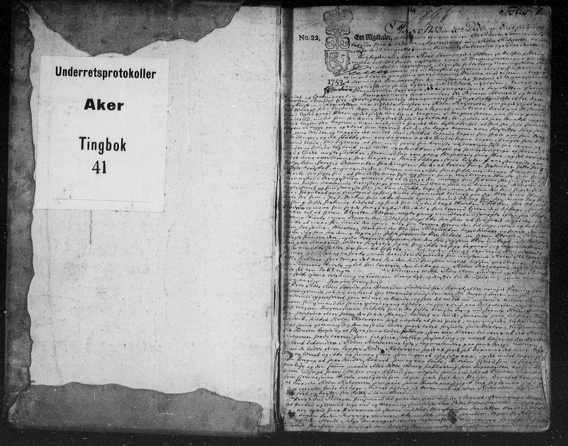 Aker sorenskriveri, SAO/A-10895/F/Fb/L0041: Tingbok, 1753-1759, p. 0b-1a