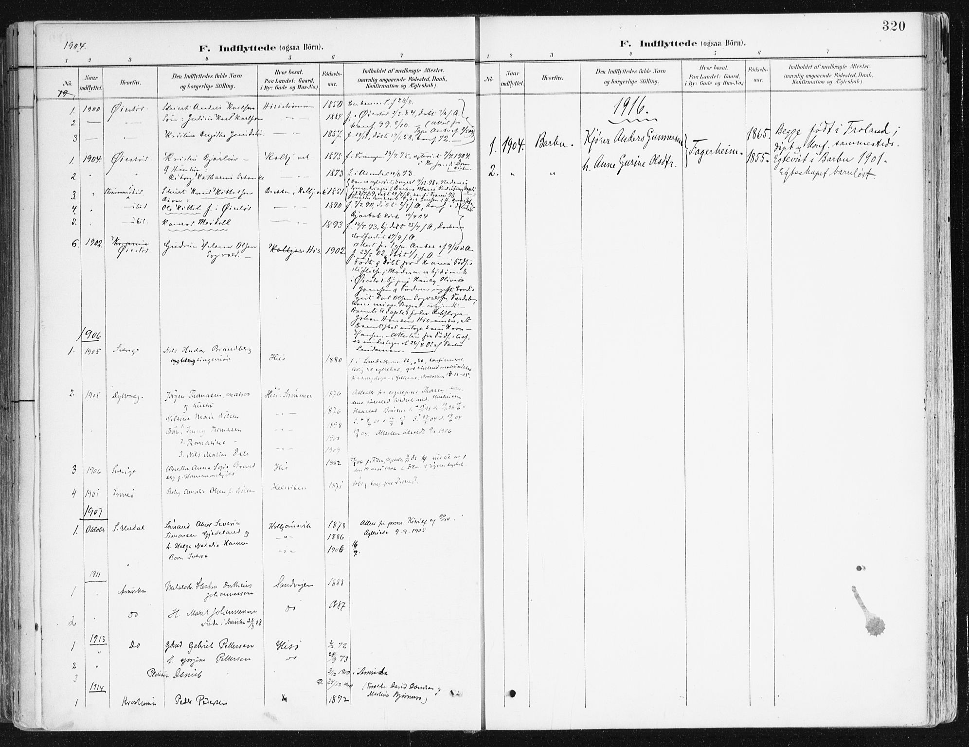 Hisøy sokneprestkontor, SAK/1111-0020/F/Fa/L0004: Parish register (official) no. A 4, 1895-1917, p. 320