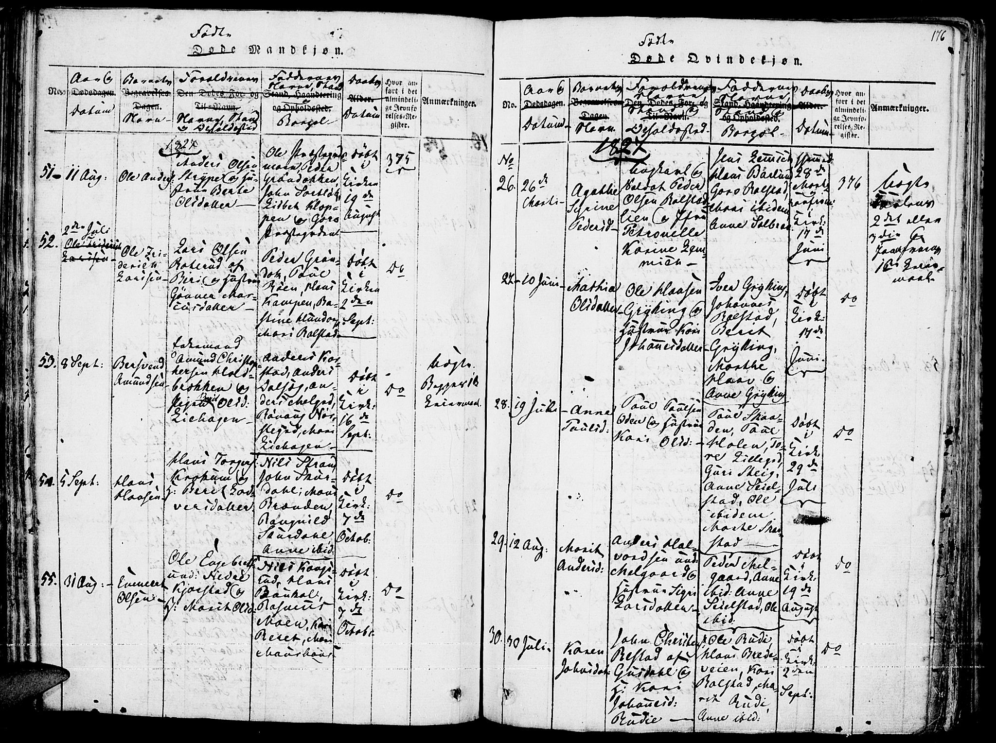 Fron prestekontor, AV/SAH-PREST-078/H/Ha/Haa/L0002: Parish register (official) no. 2, 1816-1827, p. 176