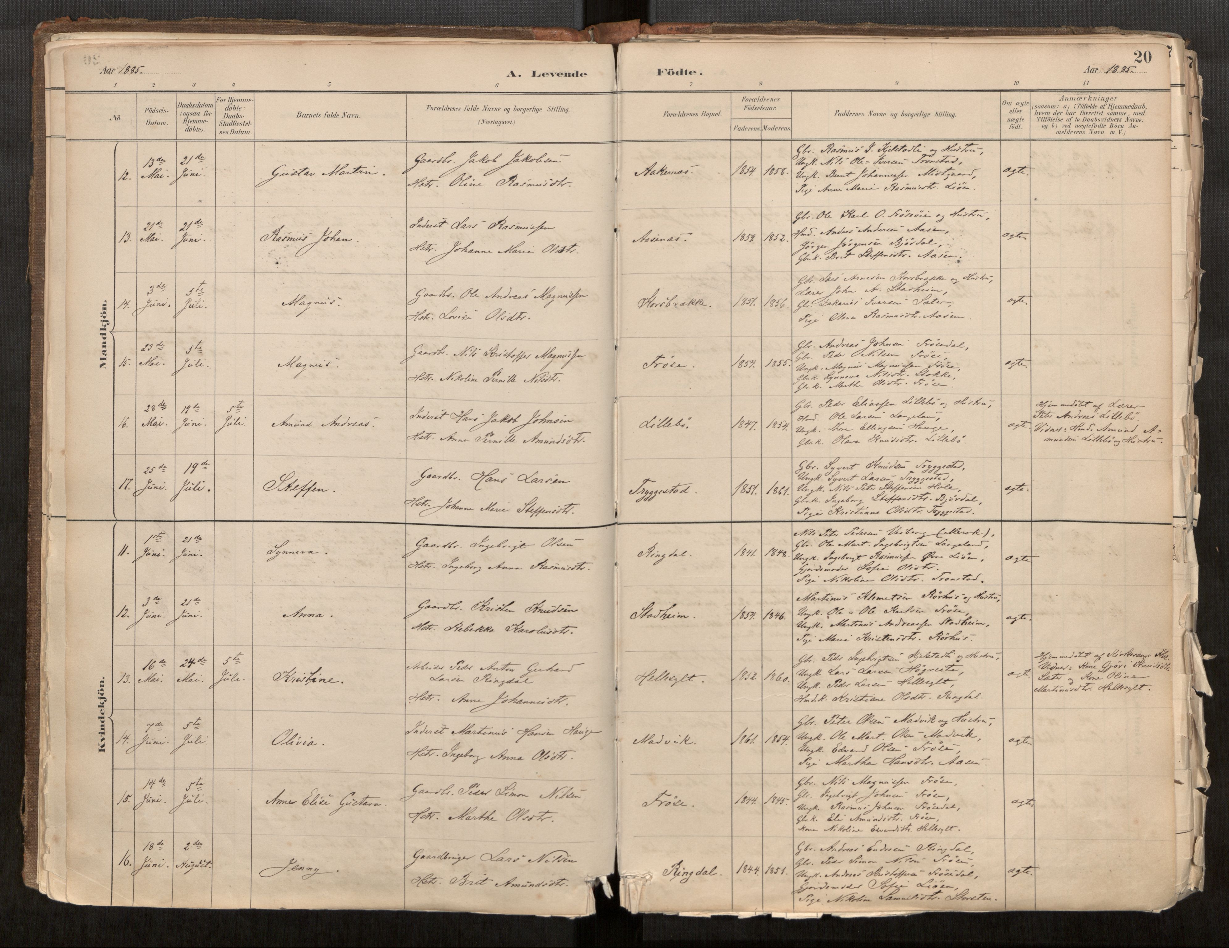 Sunnylven sokneprestkontor, AV/SAT-A-1007/H/Ha/Haa/L0002: Parish register (official) no. 517A09, 1882-1939, p. 20