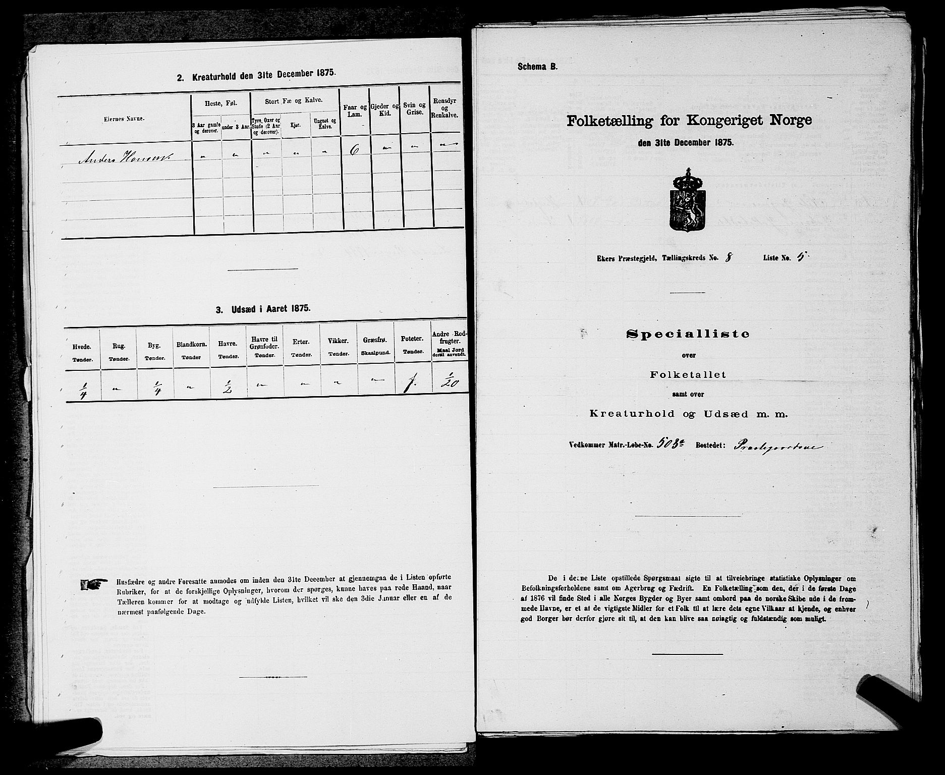 SAKO, 1875 census for 0624P Eiker, 1875, p. 1442