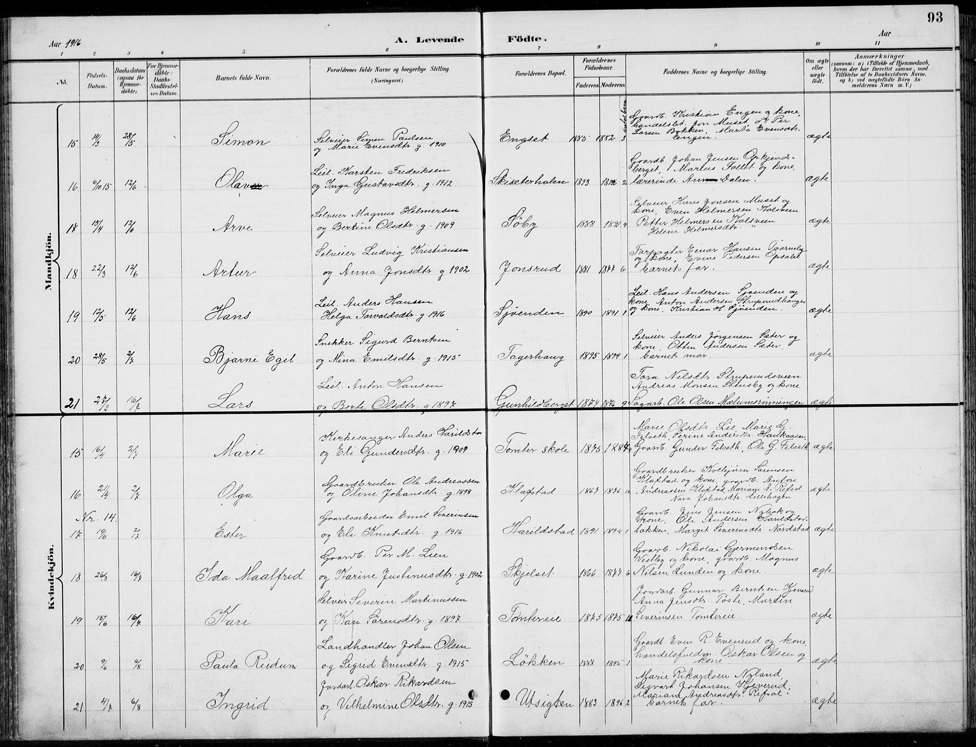 Romedal prestekontor, AV/SAH-PREST-004/L/L0013: Parish register (copy) no. 13, 1896-1937, p. 93