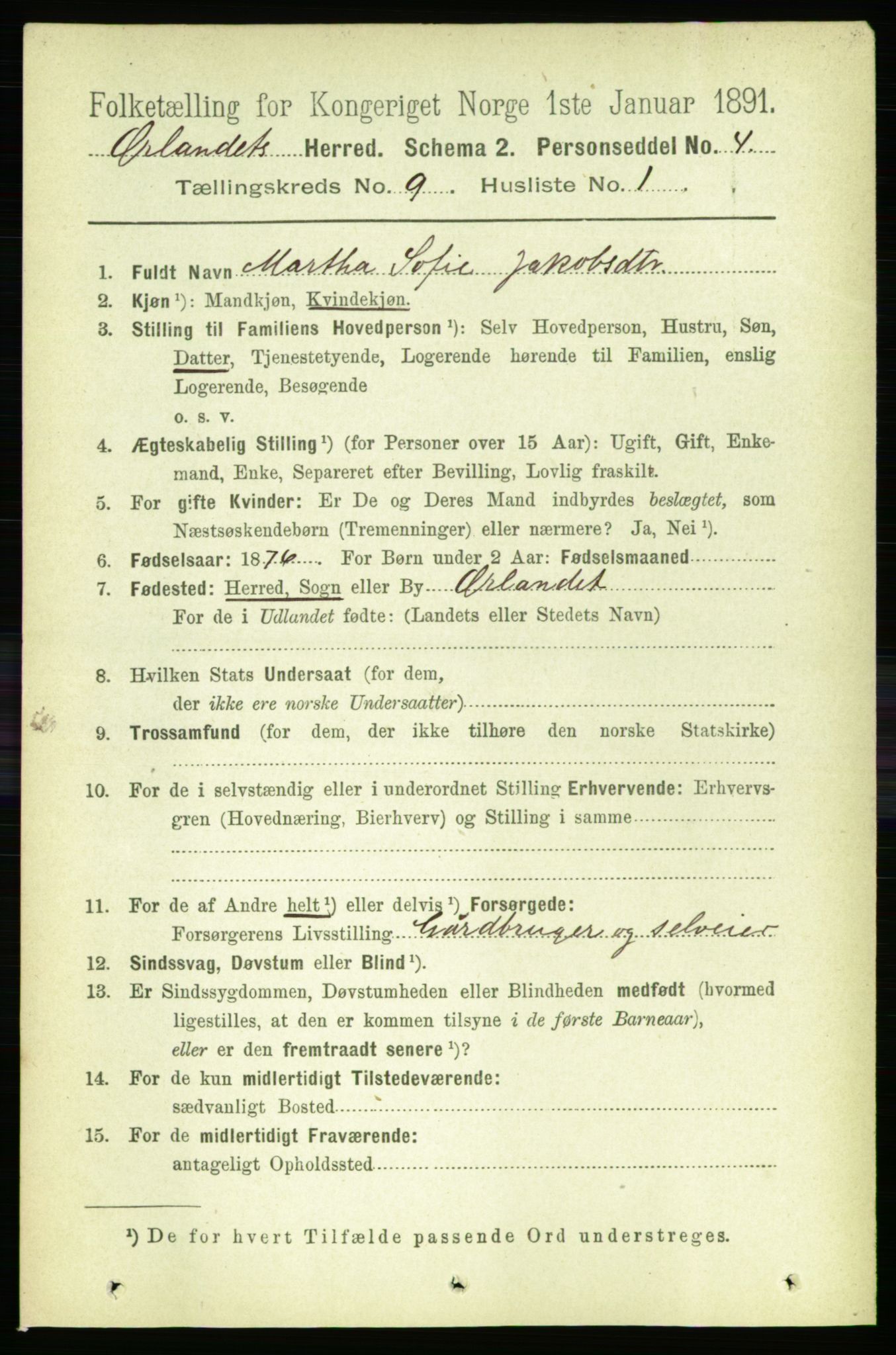 RA, 1891 census for 1621 Ørland, 1891, p. 3798