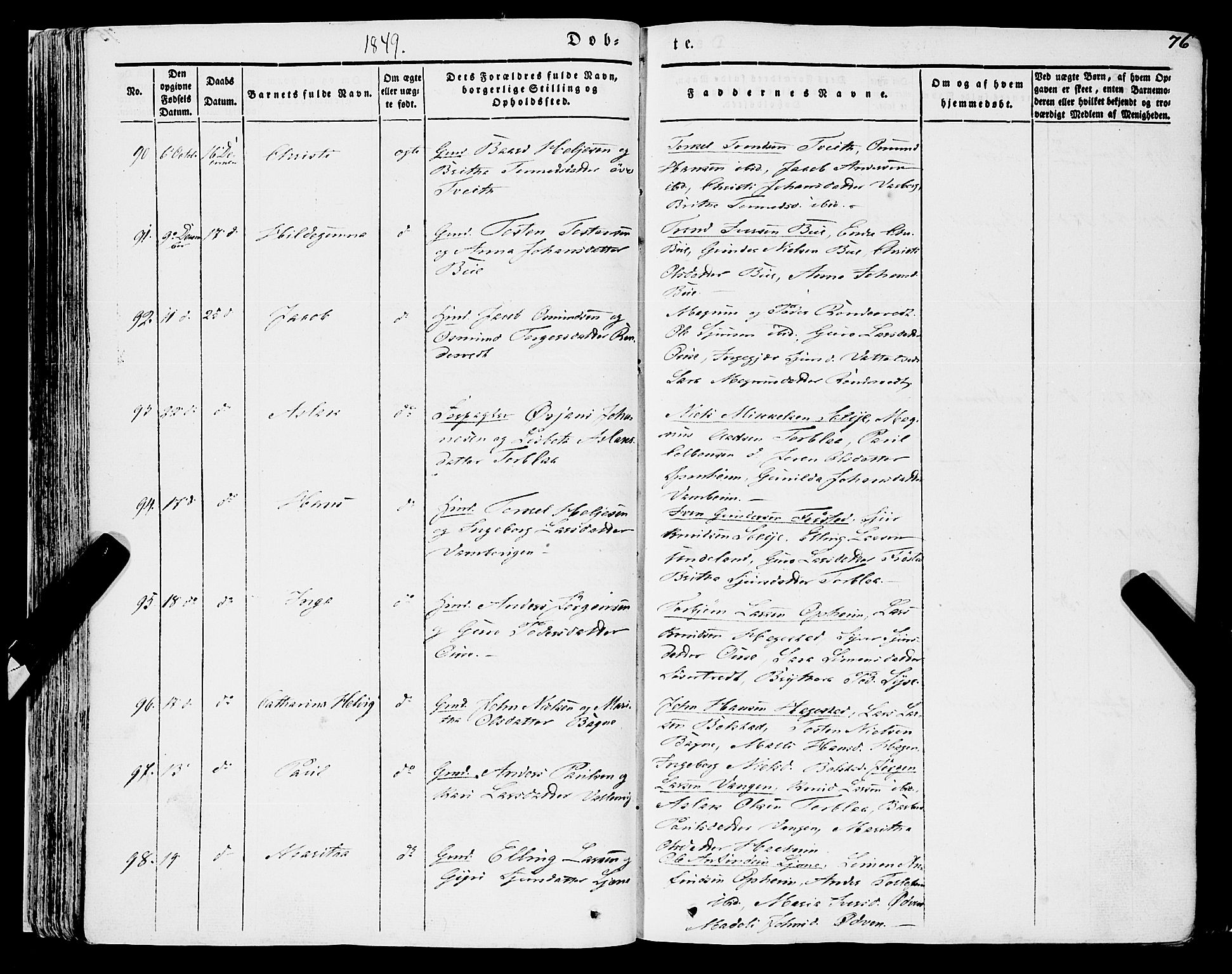 Ulvik sokneprestembete, AV/SAB-A-78801/H/Haa: Parish register (official) no. A 12, 1839-1853, p. 76