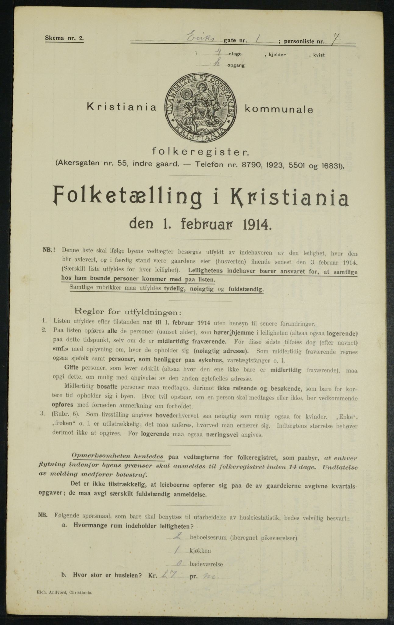 OBA, Municipal Census 1914 for Kristiania, 1914, p. 19739