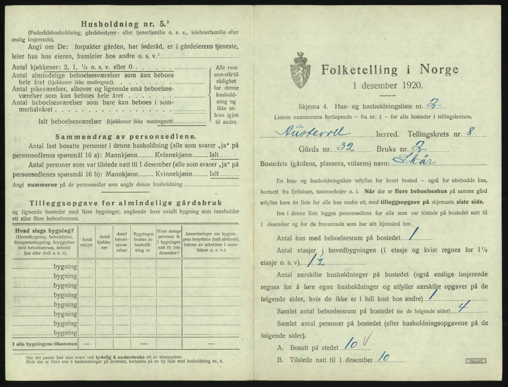 SAB, 1920 census for Austevoll, 1920, p. 482