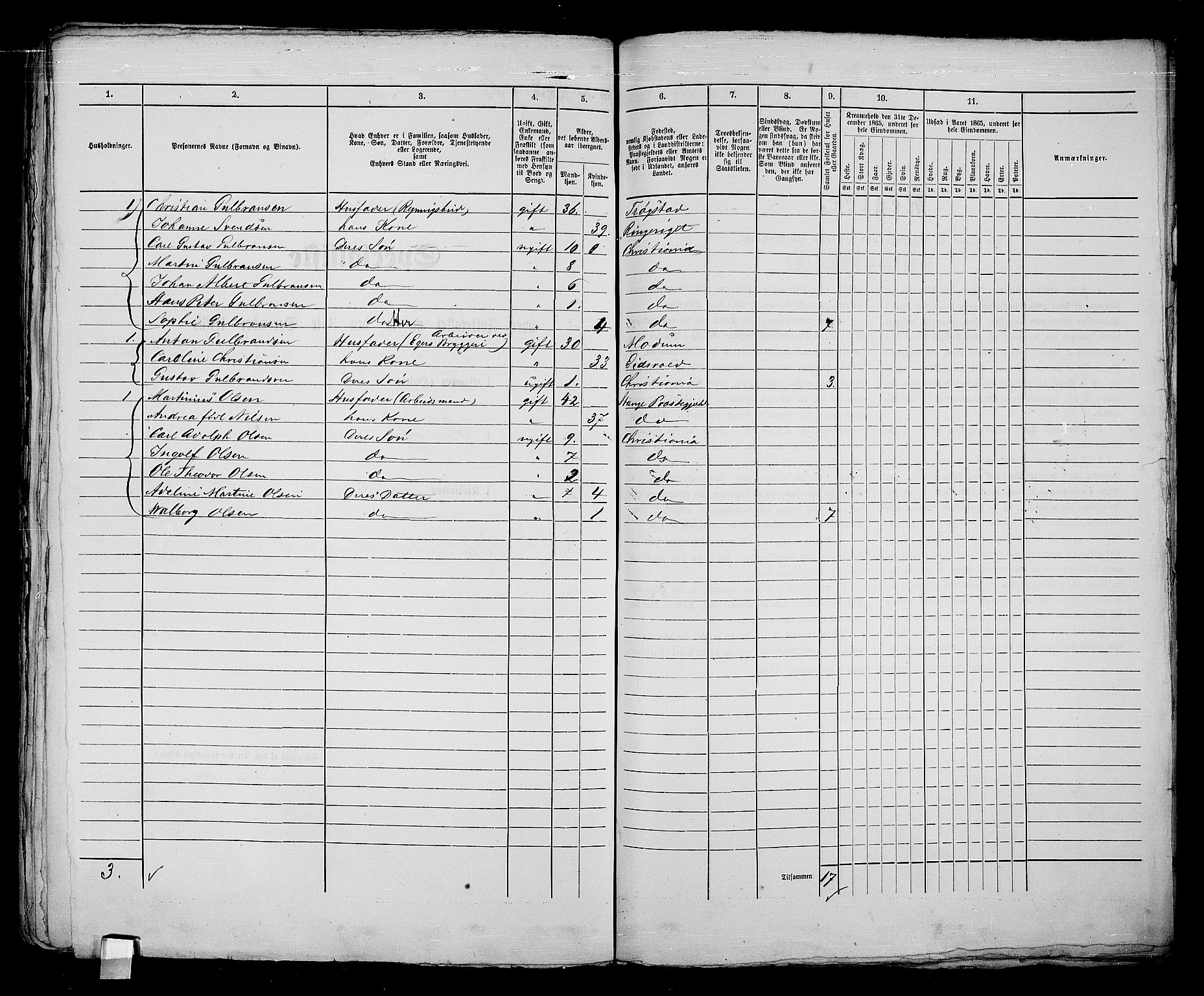 RA, 1865 census for Kristiania, 1865, p. 2169