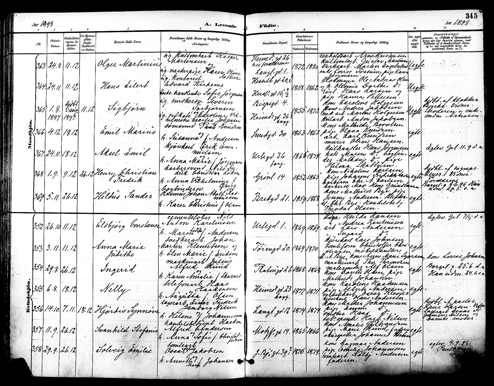 Grønland prestekontor Kirkebøker, AV/SAO-A-10848/F/Fa/L0012: Parish register (official) no. 12, 1893-1900, p. 345