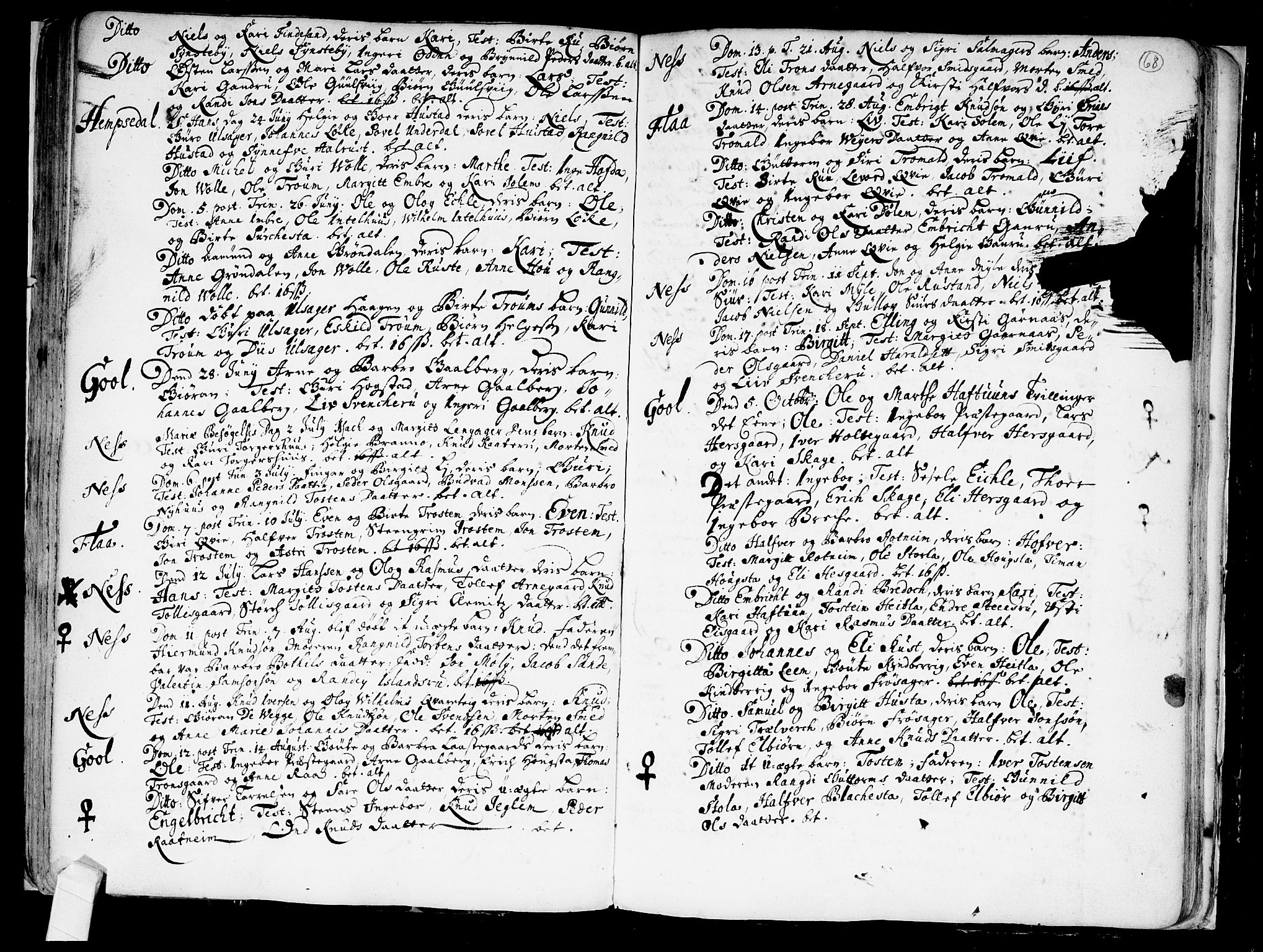 Nes kirkebøker, AV/SAKO-A-236/F/Fa/L0001: Parish register (official) no. 1, 1693-1706, p. 68