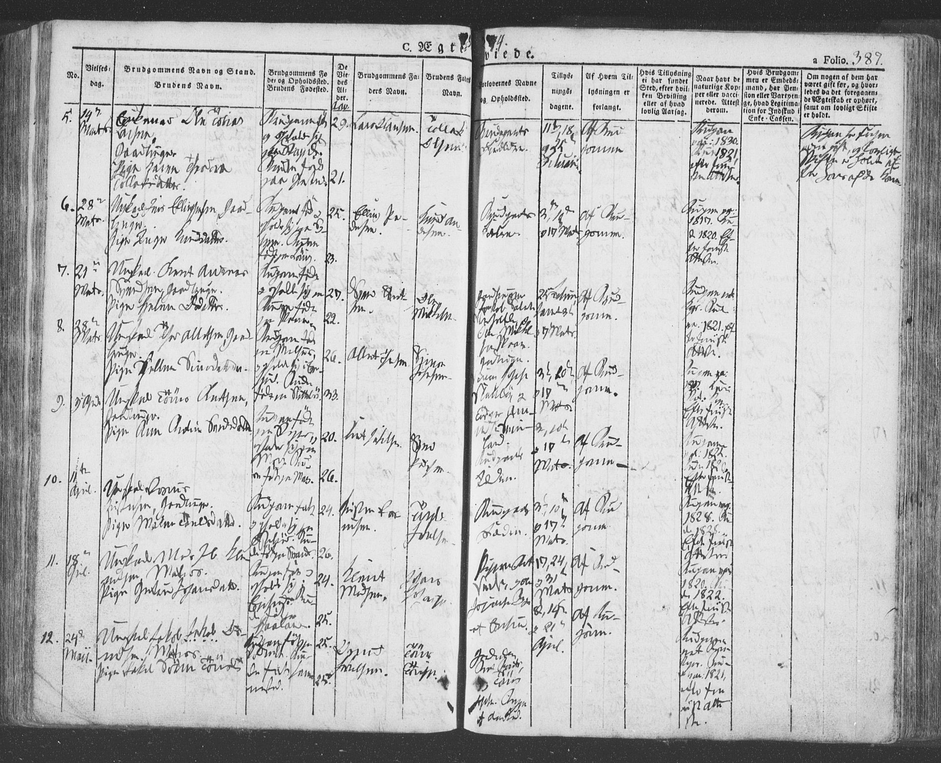 Eigersund sokneprestkontor, SAST/A-101807/S08/L0009: Parish register (official) no. A 9, 1827-1850, p. 387