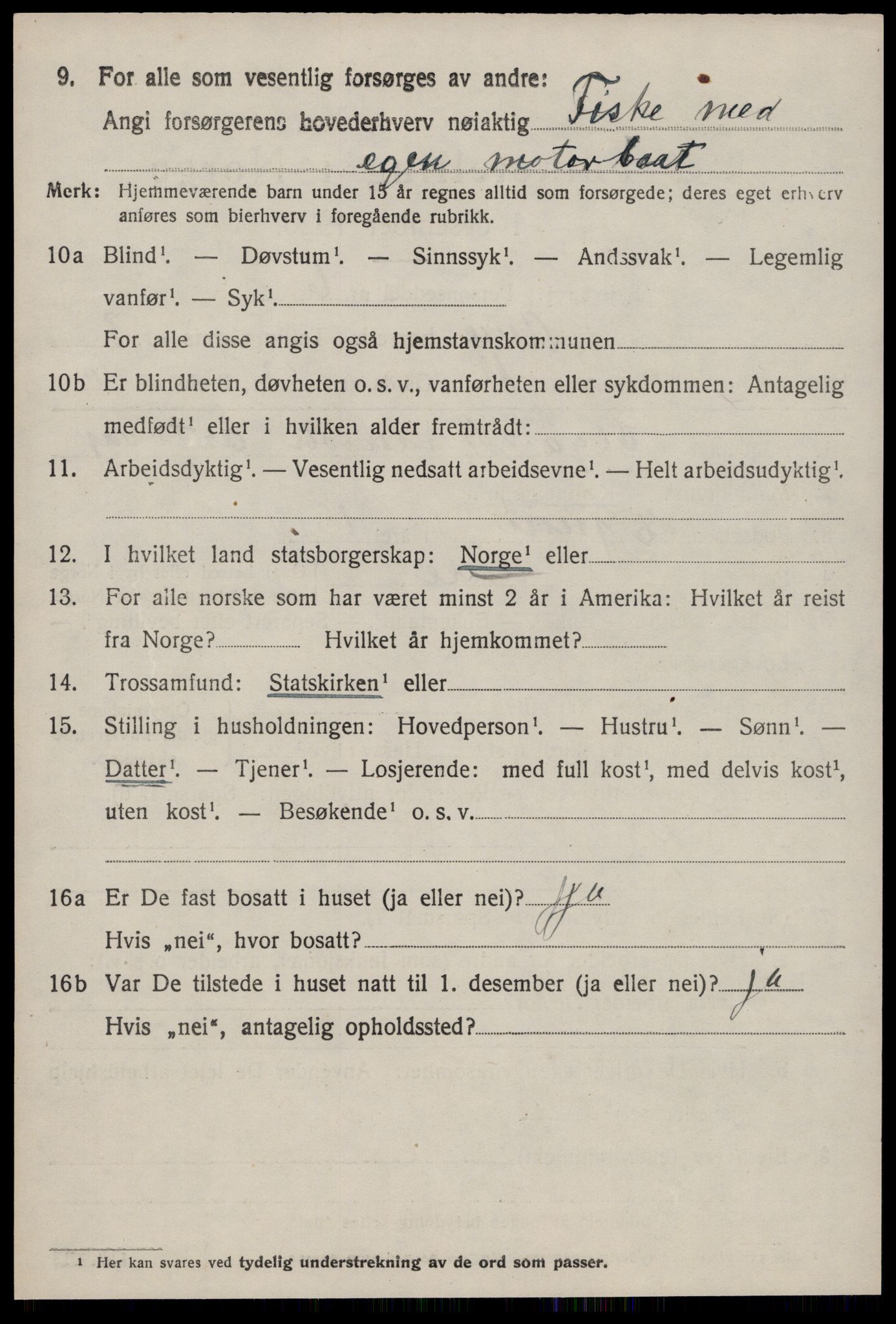 SAT, 1920 census for Aure, 1920, p. 1809
