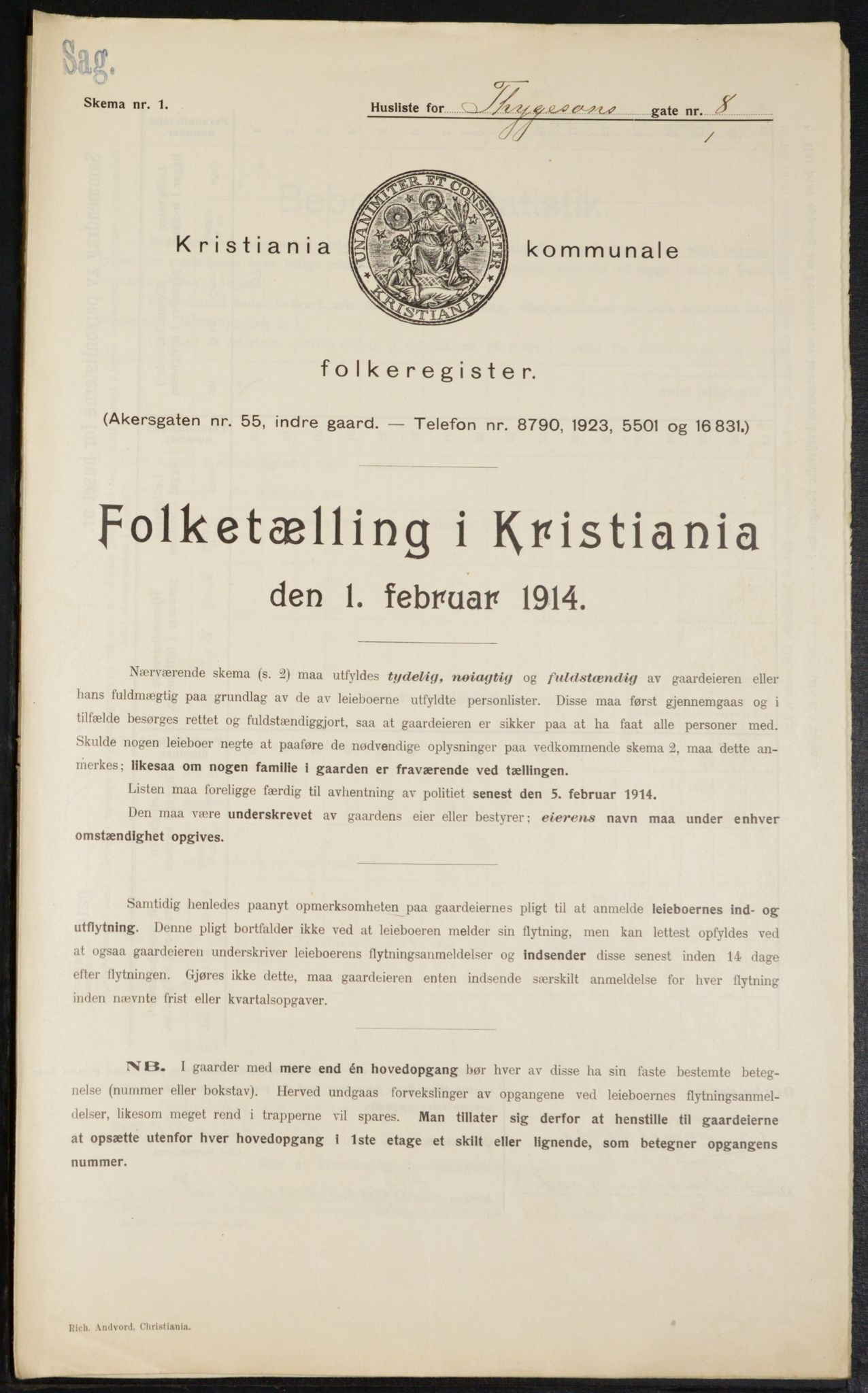 OBA, Municipal Census 1914 for Kristiania, 1914, p. 112243