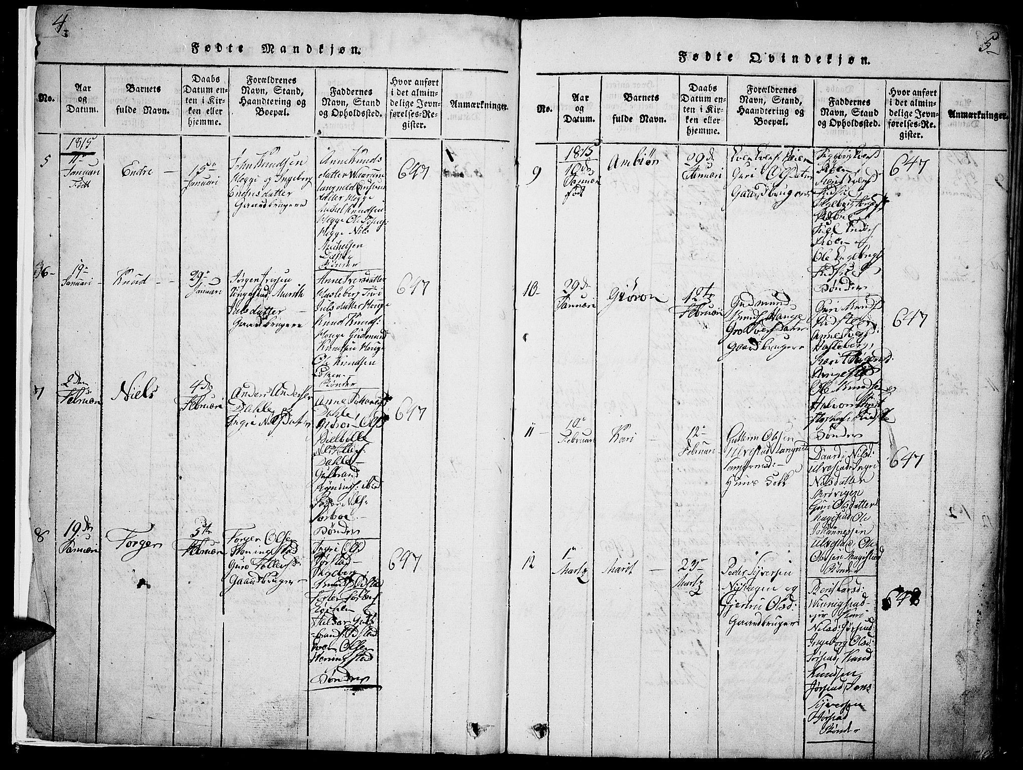 Slidre prestekontor, SAH/PREST-134/H/Ha/Haa/L0002: Parish register (official) no. 2, 1814-1830, p. 4-5
