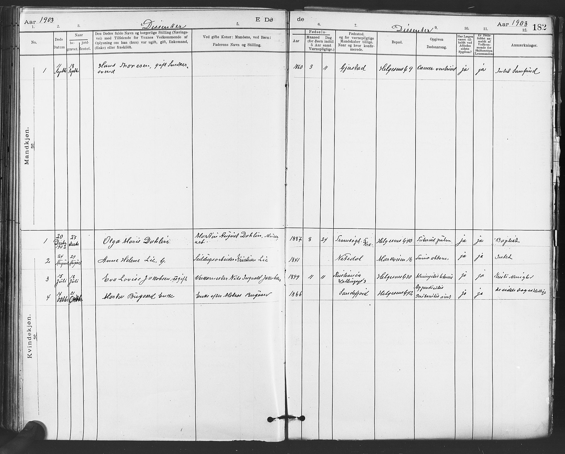 Paulus prestekontor Kirkebøker, AV/SAO-A-10871/F/Fa/L0012: Parish register (official) no. 12, 1897-1908, p. 182