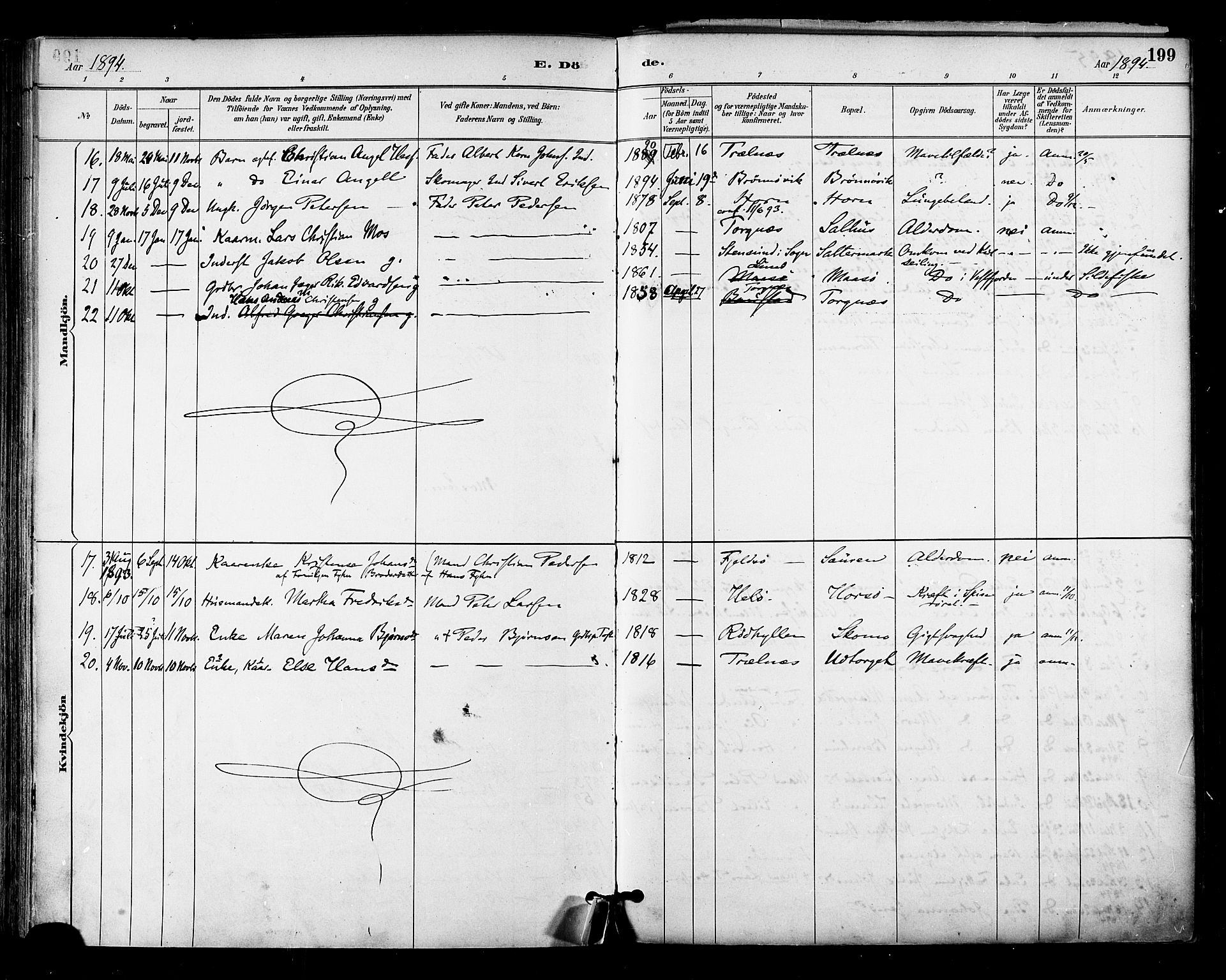 Ministerialprotokoller, klokkerbøker og fødselsregistre - Nordland, AV/SAT-A-1459/813/L0200: Parish register (official) no. 813A10, 1886-1900, p. 199