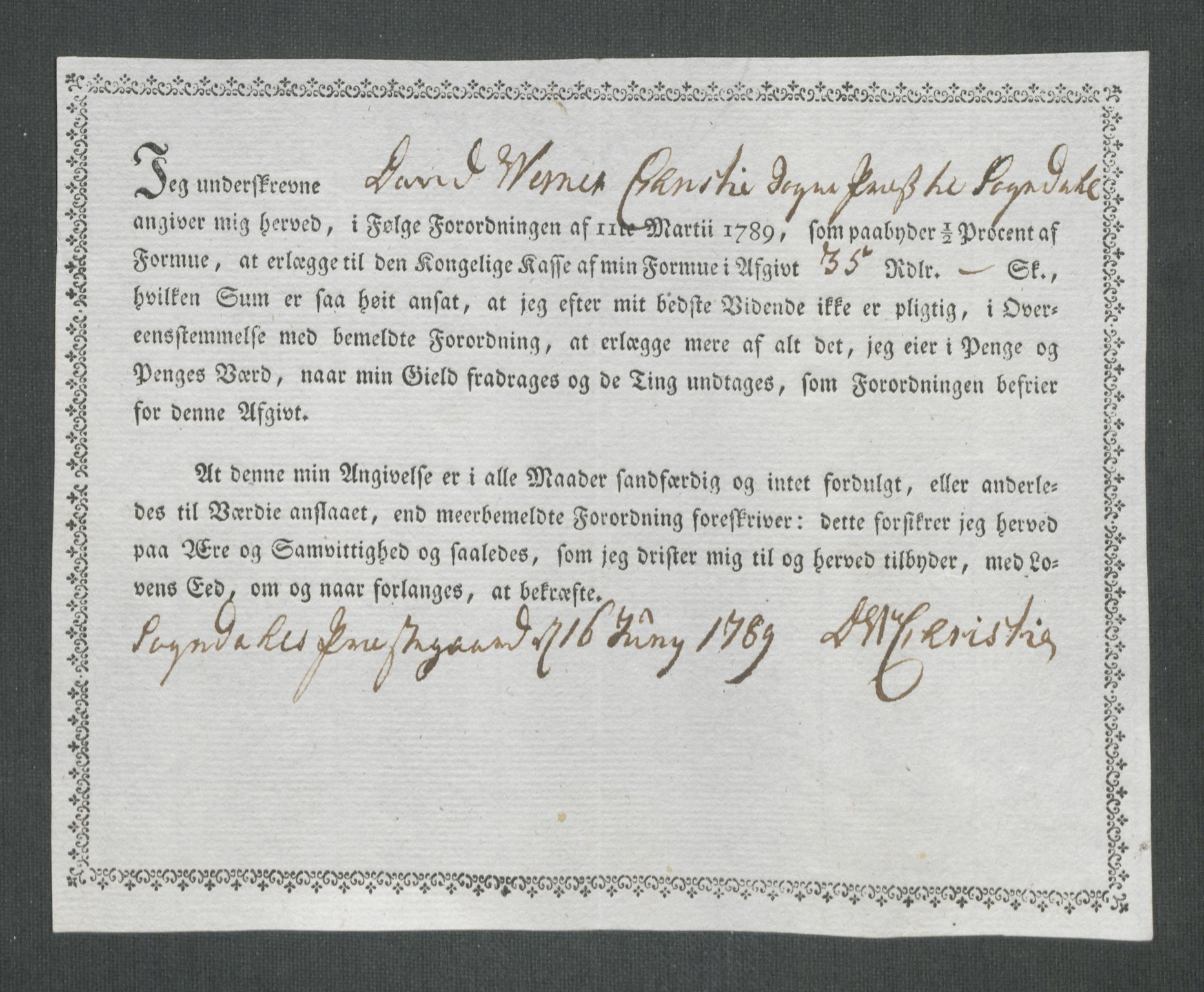 Rentekammeret inntil 1814, Reviderte regnskaper, Mindre regnskaper, AV/RA-EA-4068/Rf/Rfe/L0058: Ytre og Indre Sogn fogderi, 1789, p. 319