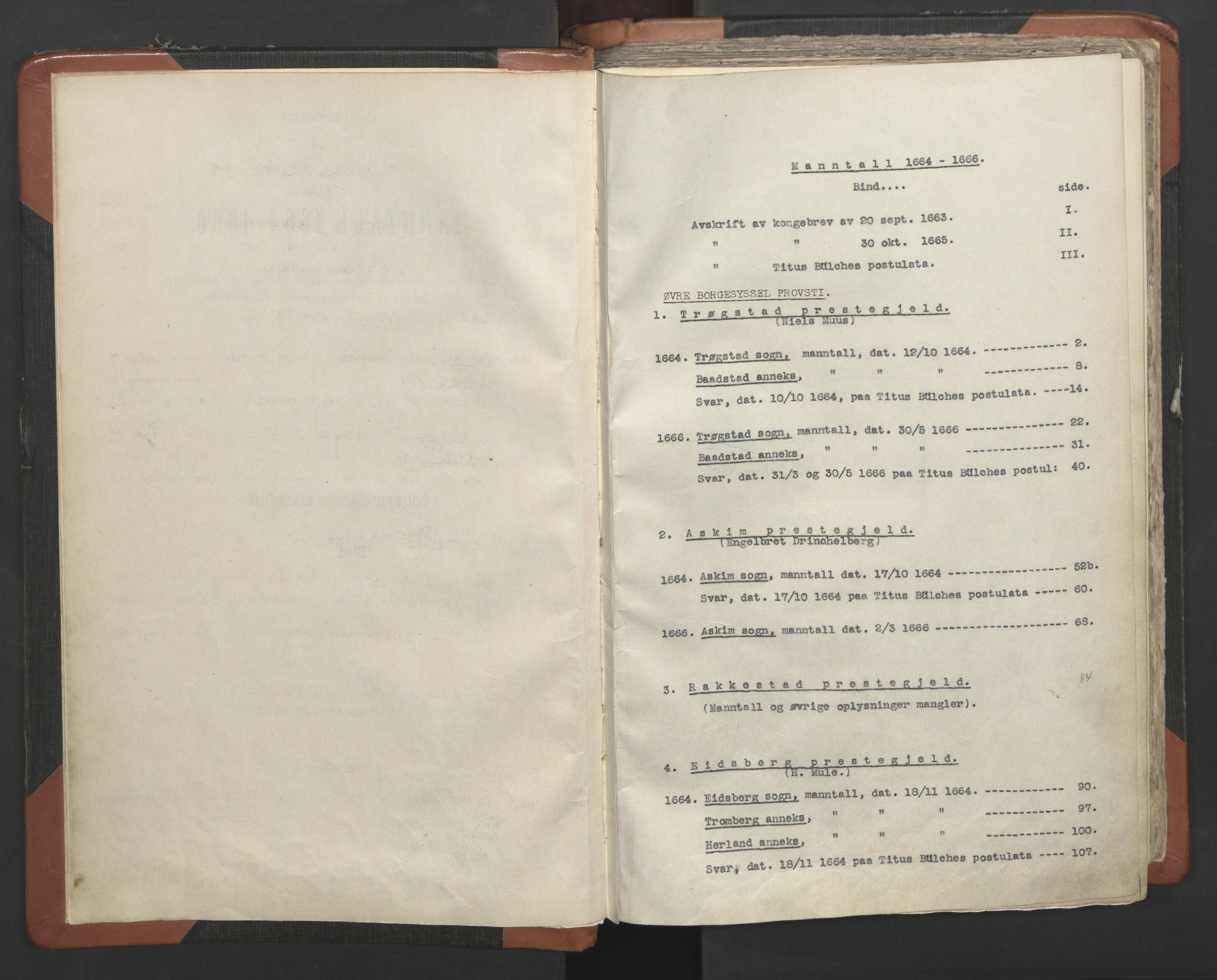 RA, Vicar's Census 1664-1666, no. 2: Øvre Borgesyssel deanery, 1664-1666