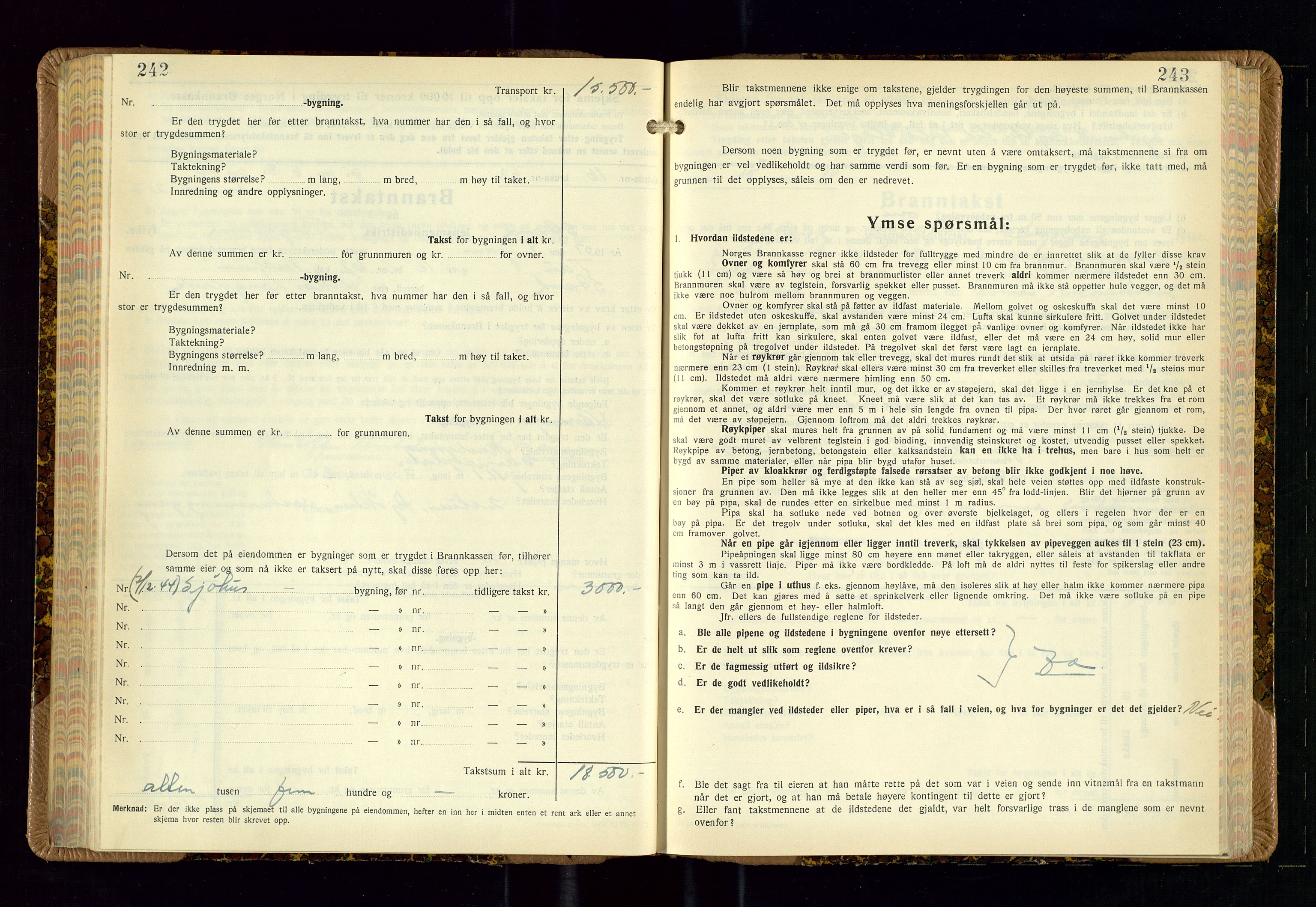 Strand og Forsand lensmannskontor, AV/SAST-A-100451/Gob/L0002: Branntakstprotokoll, 1942-1953, p. 242-243