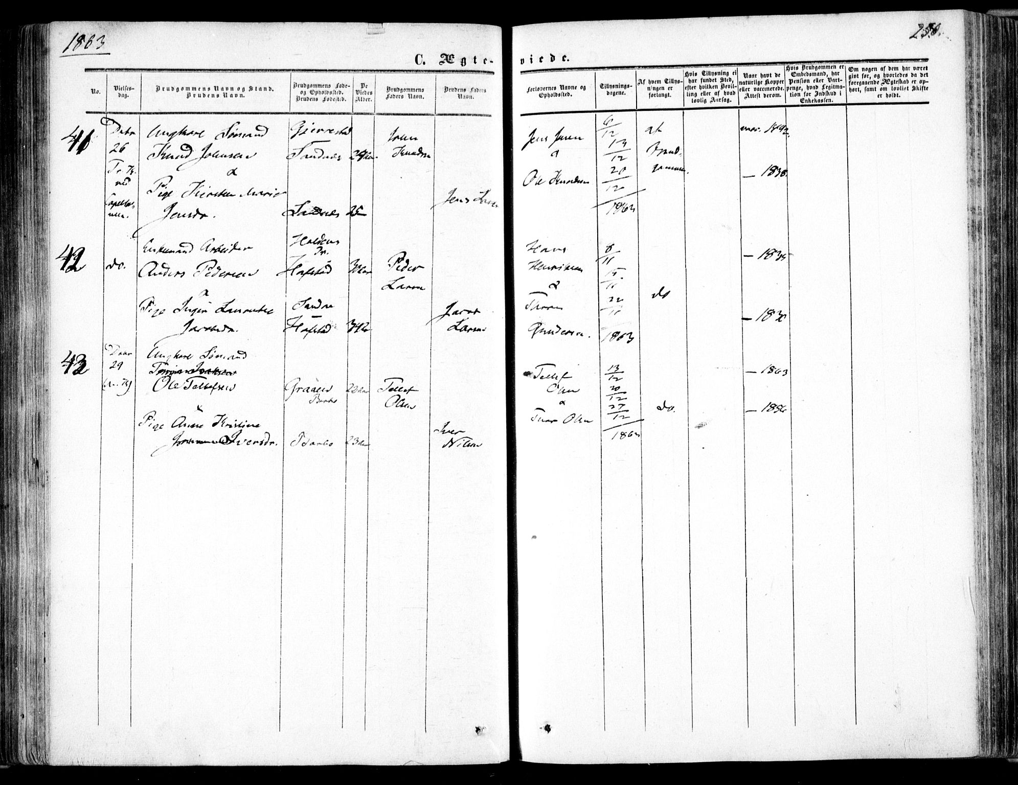 Tromøy sokneprestkontor, AV/SAK-1111-0041/F/Fa/L0006: Parish register (official) no. A 6, 1855-1863, p. 250