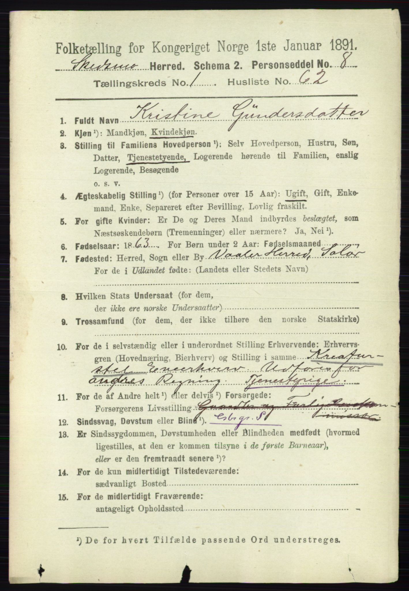 RA, 1891 census for 0231 Skedsmo, 1891, p. 505