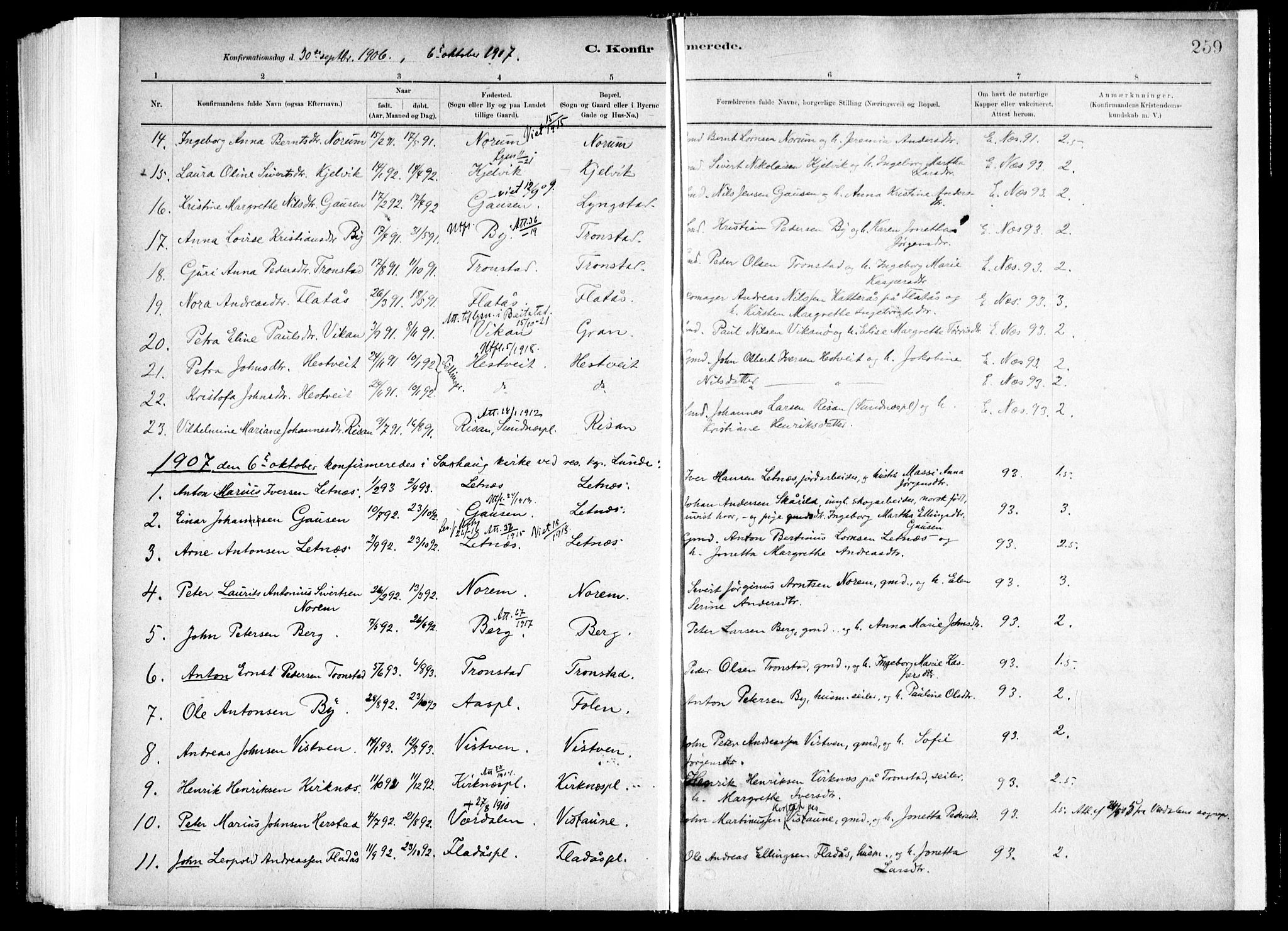 Ministerialprotokoller, klokkerbøker og fødselsregistre - Nord-Trøndelag, AV/SAT-A-1458/730/L0285: Parish register (official) no. 730A10, 1879-1914, p. 259
