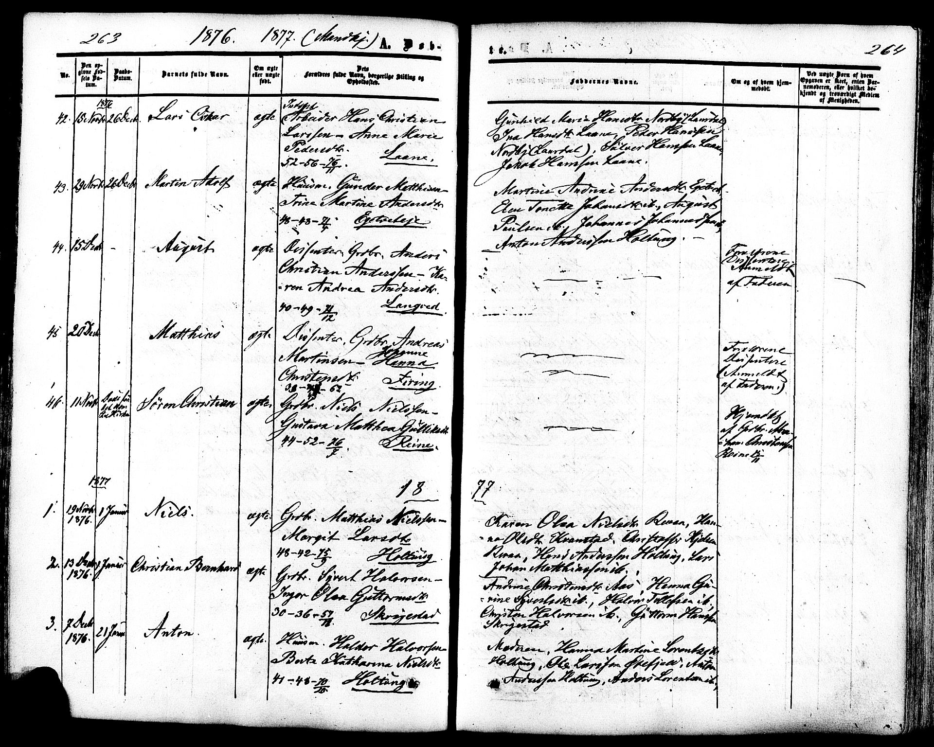Ramnes kirkebøker, SAKO/A-314/F/Fa/L0006: Parish register (official) no. I 6, 1862-1877, p. 263-264