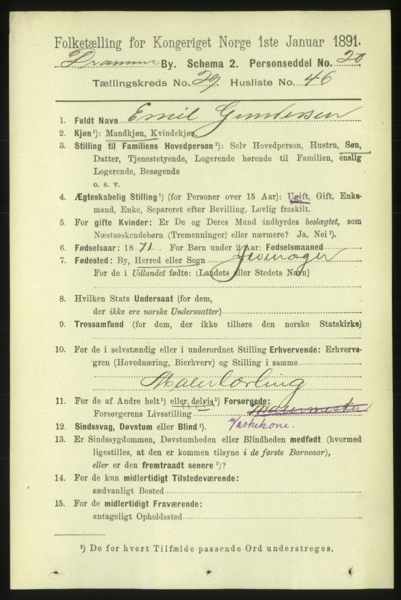 RA, 1891 census for 0602 Drammen, 1891, p. 18063